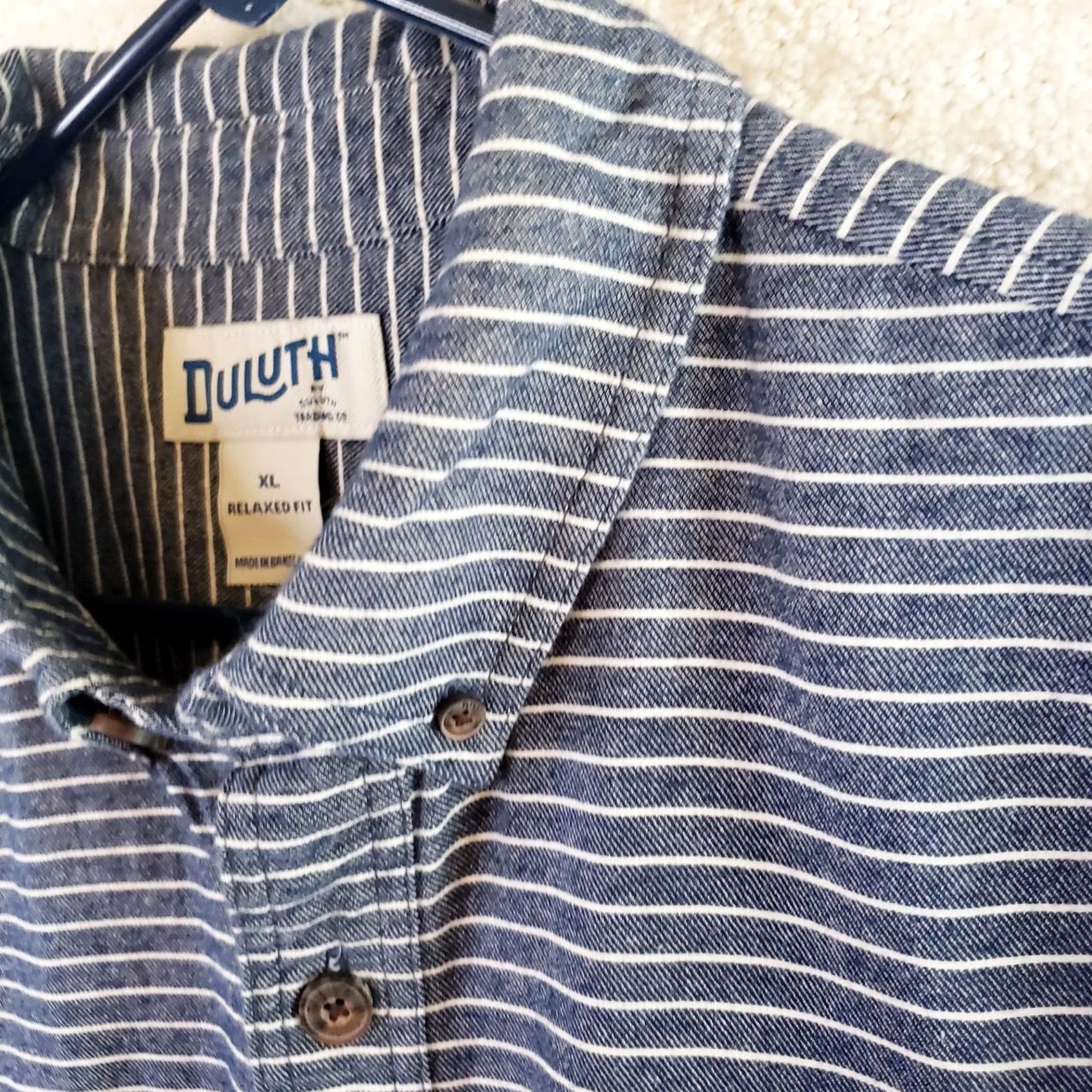 CO Duluth Trading Co Relaxed Fit Shirt Men XL Blue Stripe Denim Look Flannel New Size US XL / EU 56 / 4 - 6 Thumbnail