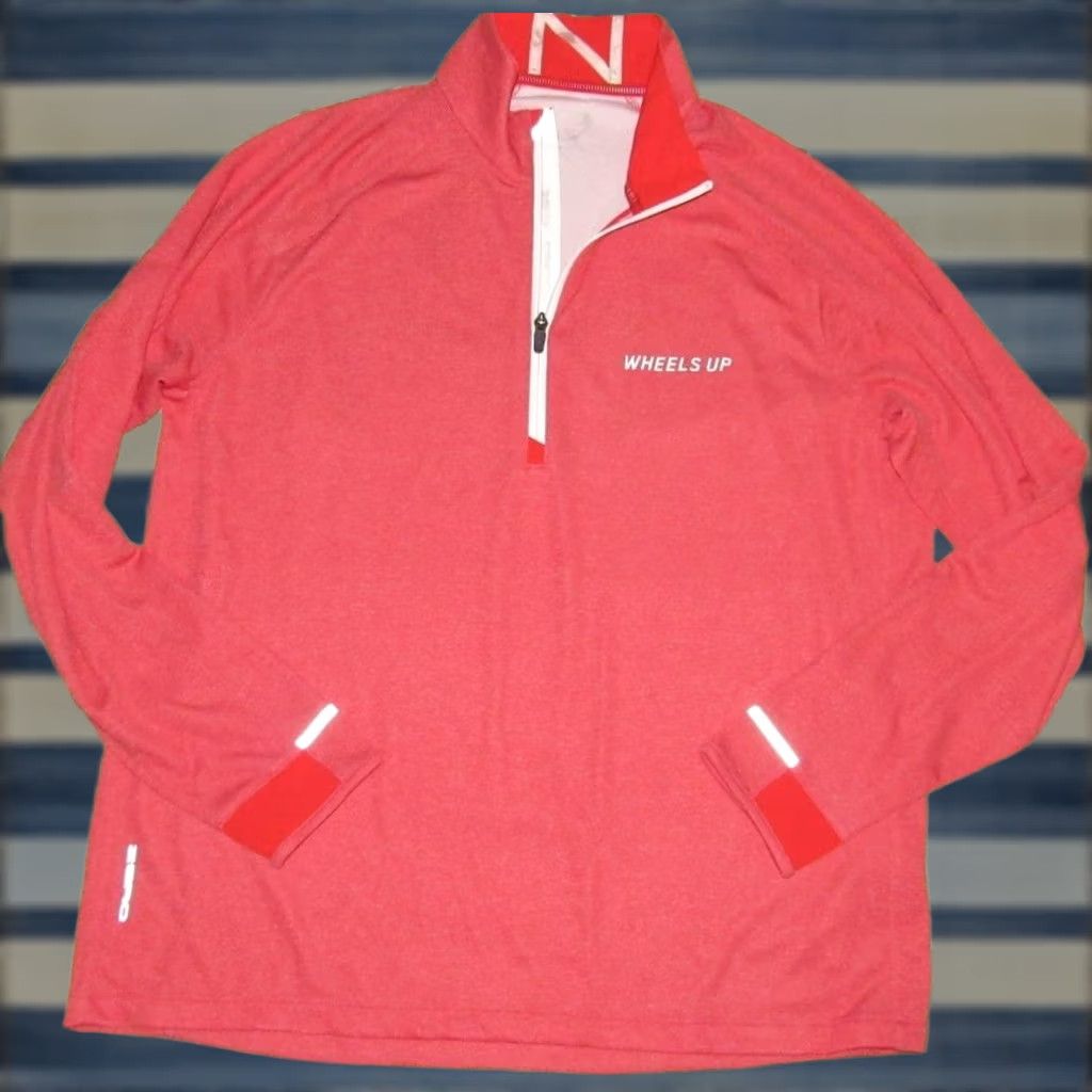 Vintage ZERO RESTRICTION Red Quarter Zip Performance Sweater Wheels Up XL Mens Size US XL / EU 56 / 4 - 1 Thumbnail