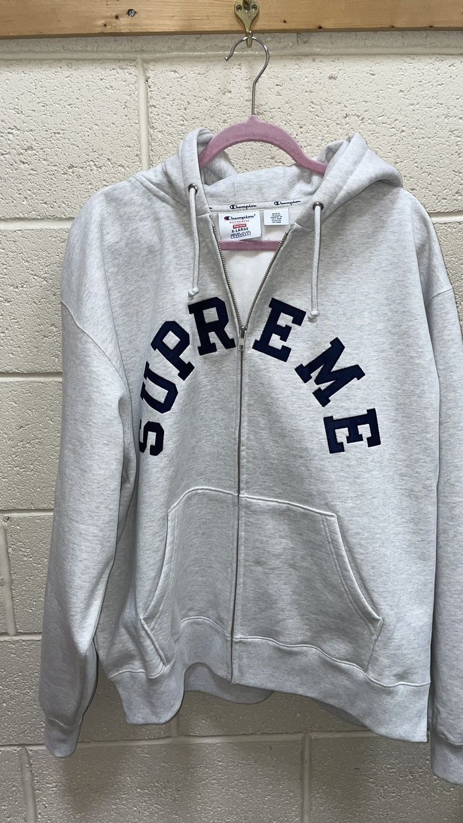 Champion Supreme Supreme X Champion Zip Up Hooded Sweatshirt XL Grailed