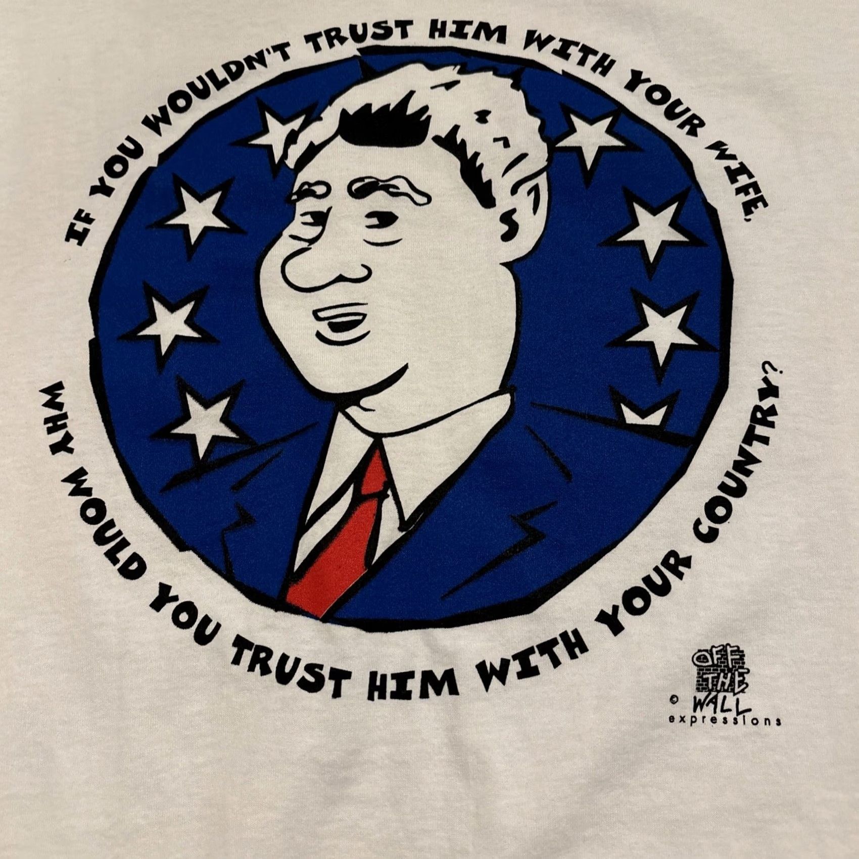 Jerzees VINTAGE Bill Clinton Funny T Shirt L Mens White Jerzees | Tshirt | Adult L | EUC Size US L / EU 52-54 / 3 - 2 Thumbnail