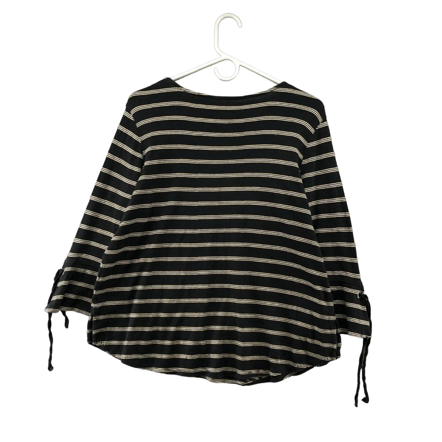 J. Jill VINTAGE J. Jill Women’s Cotton Striped Long Sleeve T-Shirt M Black Casual Style Size M / US 6-8 / IT 42-44 - 2 Thumbnail