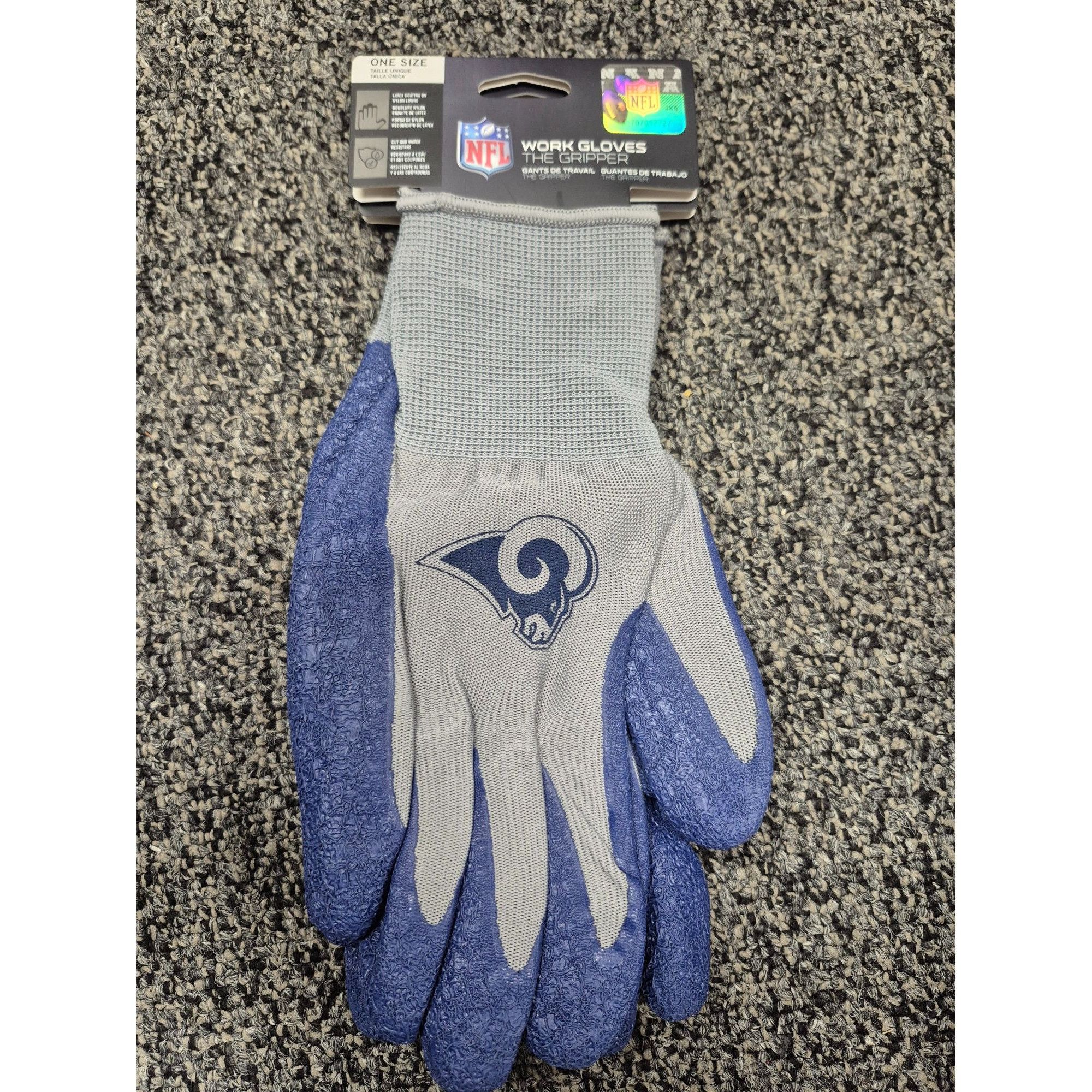 NFL NFL Los Angeles Rams Work Gloves The Gripper One Size Fits M Size ONE SIZE - 1 Thumbnail
