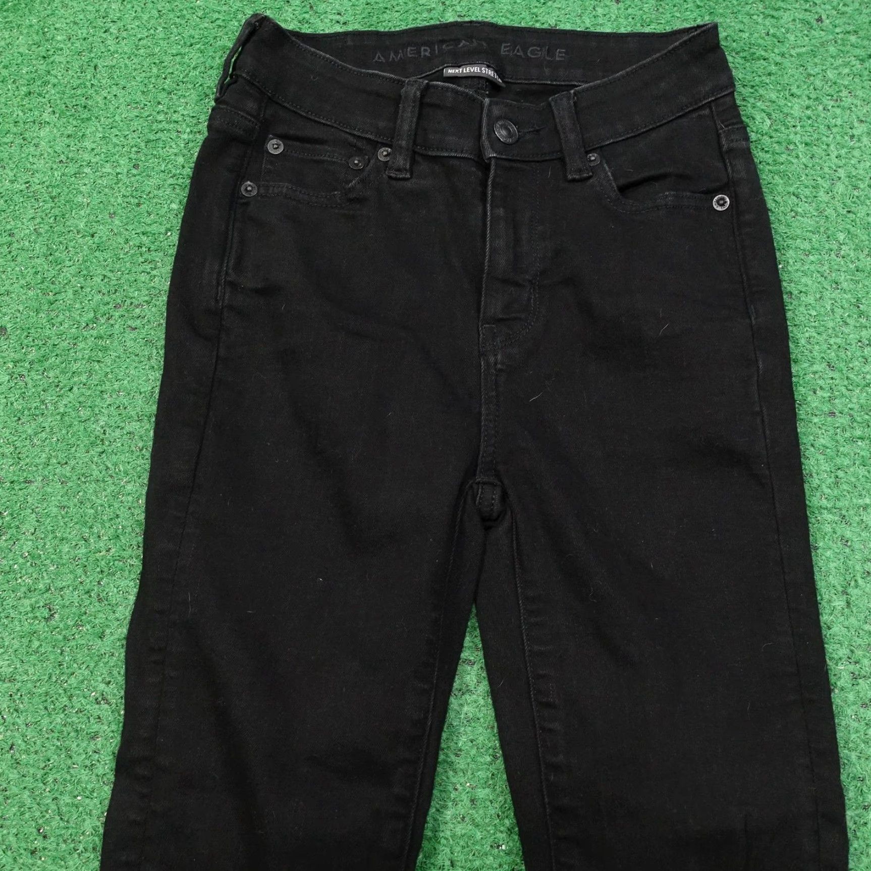 American Eagle Outfitters American Eagle Jeans Womens 0 Black Jegging Next Level Stretch Ripped Size 25" / US 0 / IT 36 - 2 Thumbnail