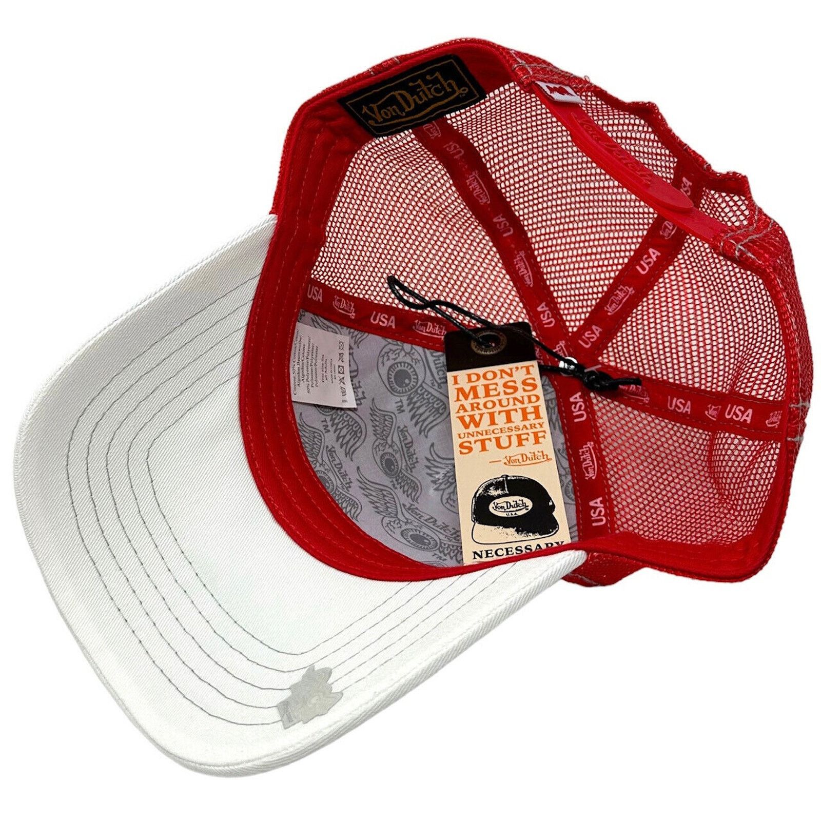 Von Dutch Von Dutch Trucker Hat White & Red Embroidered Logo Cap Size ONE SIZE - 4 Thumbnail