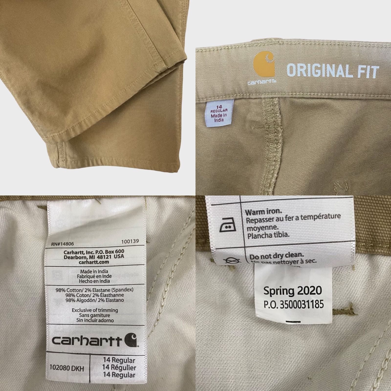 Carhartt VINTAGE Carhartt Women's Work Pants Casual Straight Leg Carpenter Cotton Blend Tan Size 14 Size 36" / US 14 / IT 50 - 8 Thumbnail