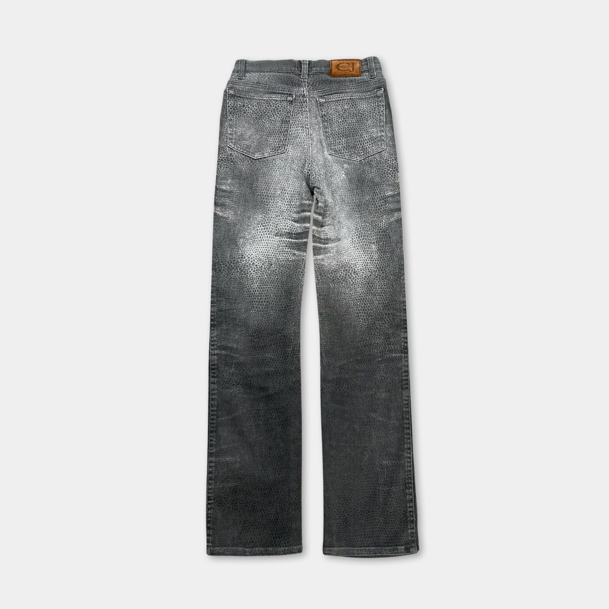 Roberto Cavalli Cavalli Vintage Grey Distressed Snake Effect Jeans Size 27" / US 4 / IT 40 - 5 Thumbnail
