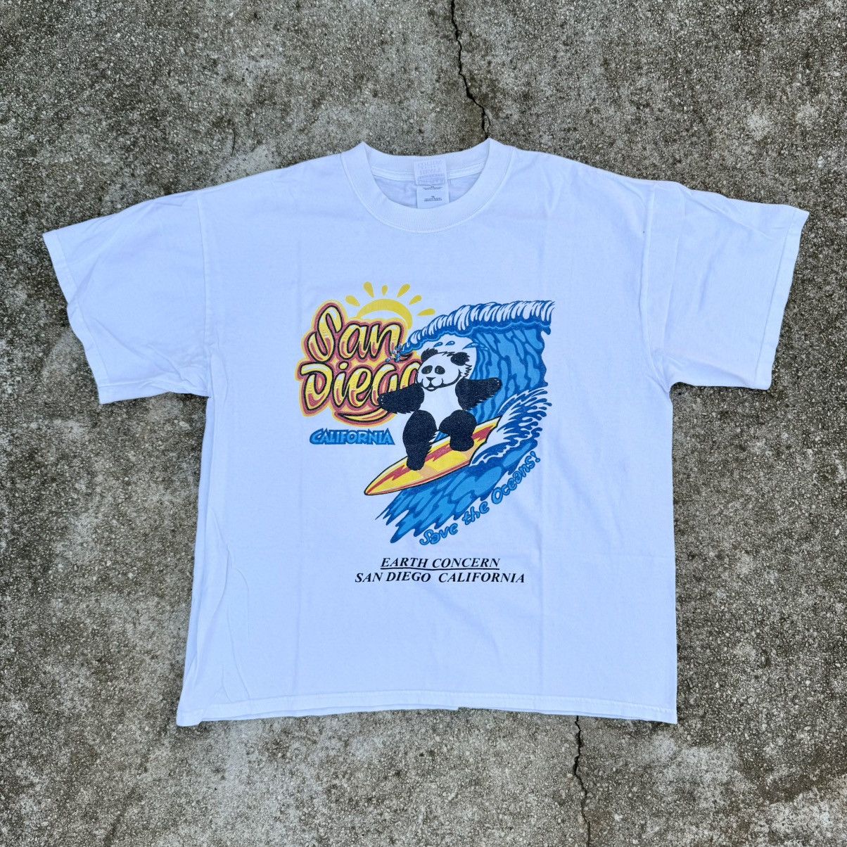 Gildan × Vintage Vintage Y2K San Diego, CA Save The Oceans Panda Surfing Tee Size US XL / EU 56 / 4 - 1 Thumbnail