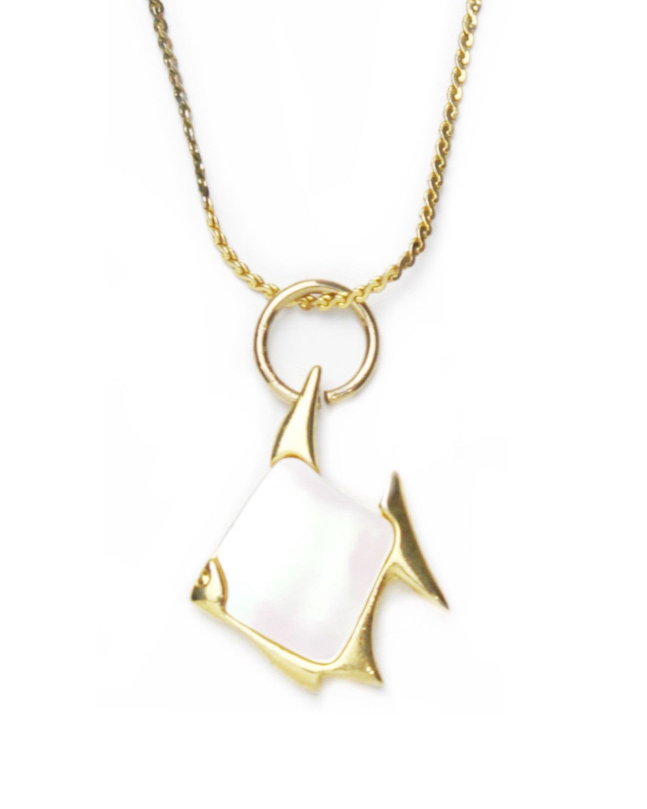 Vintage 2000S JAPANESE MADE GOLD FISH NECKLACE MOTHER OF PEARL INLAY Size ONE SIZE - 1 Thumbnail