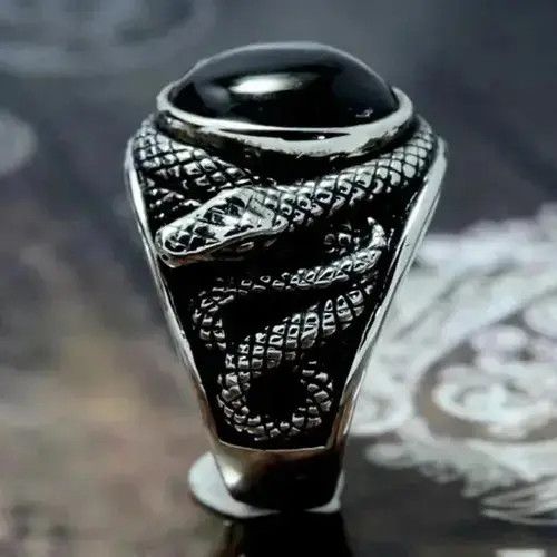 Other Punk Black Gem Stone Ring Size 7 8 9 10 Size ONE SIZE - 2 Thumbnail