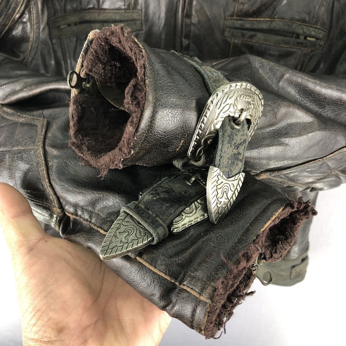 Leather Vintage 90's Motorcycle Leather Jacket by Jam's Gold Size US L / EU 52-54 / 3 - 18 Thumbnail