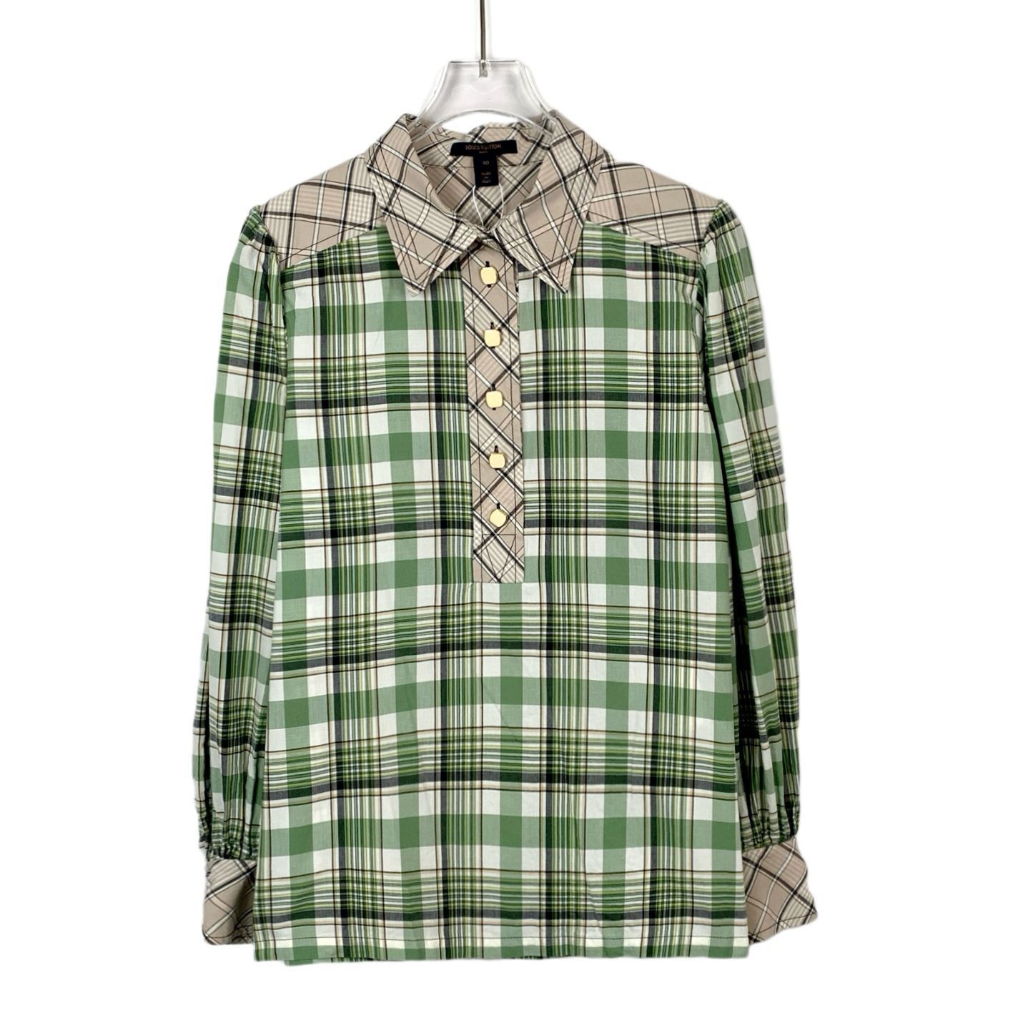 Louis Vuitton X9270 Louis Vuitton Green & Beige Plaid Button-Up Shirt Size US M / EU 48-50 / 2 - 1 Thumbnail