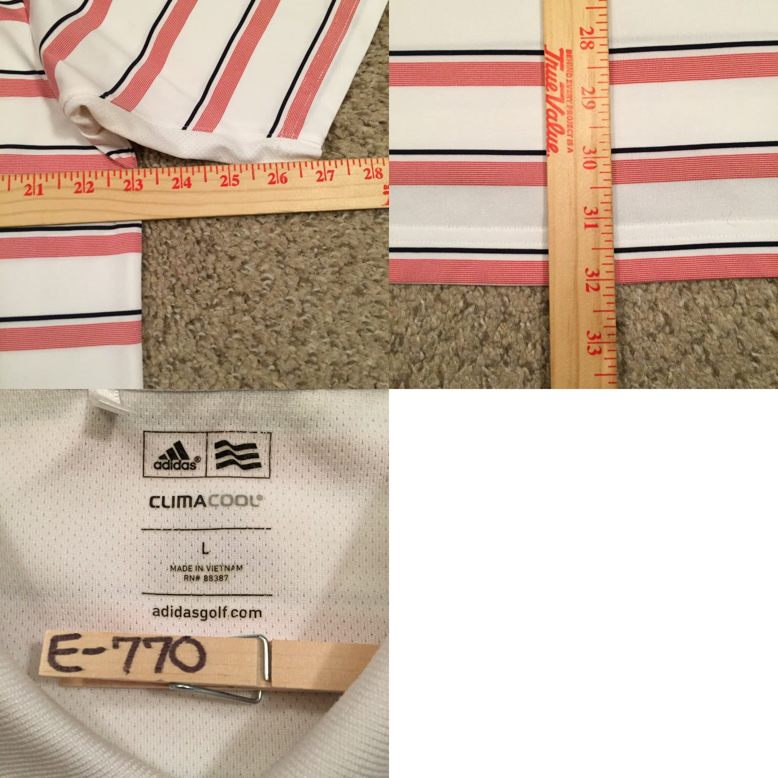 Adidas Adidas Polo Shirt Mens Large Red Striped Short Sleeve Climacool Polo Shirt L Red Mens Size US L / EU 52-54 / 3 - 8 Thumbnail
