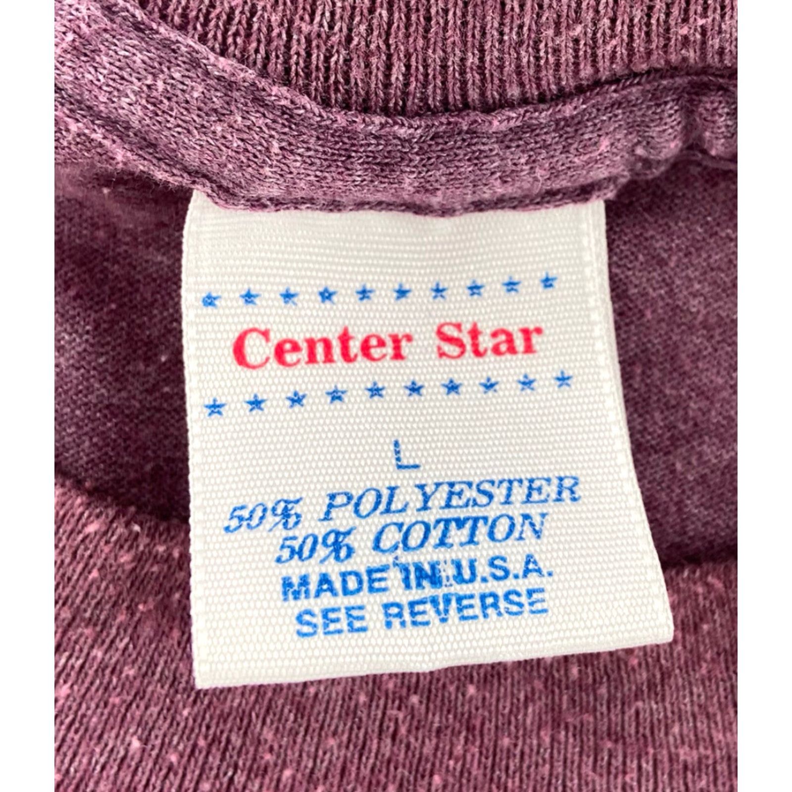 Vintage VINTAGE Center Star Myrtle Beach Shirt Burgundy Music Instruments Single Stitch Adult L Short Sleeve Crew Neck Mens Size US L / EU 52-54 / 3 - 6 Thumbnail
