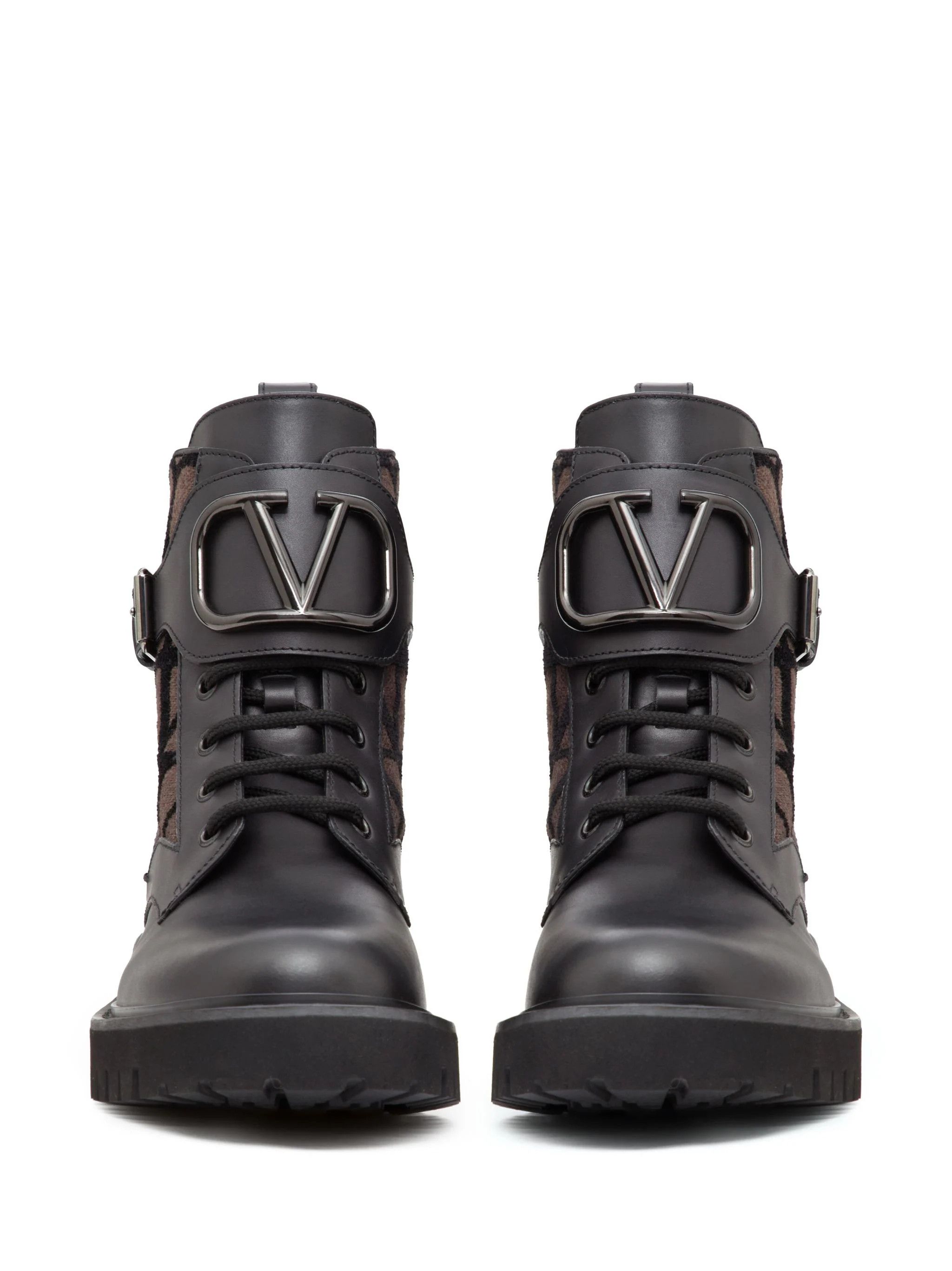 Valentino o1s22i1n0924 Leather Canvas Ankle Boots in Black Size US 7 / IT 37 - 4 Thumbnail