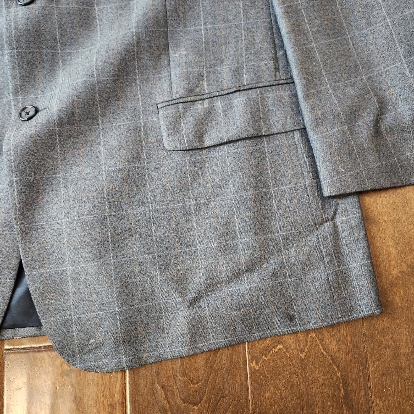 Joseph VINTAGE? No. Joseph Feiss Blazer 48L Gray Windowpane Wool Silk Sport Coat Mens Size 48R - 3 Thumbnail