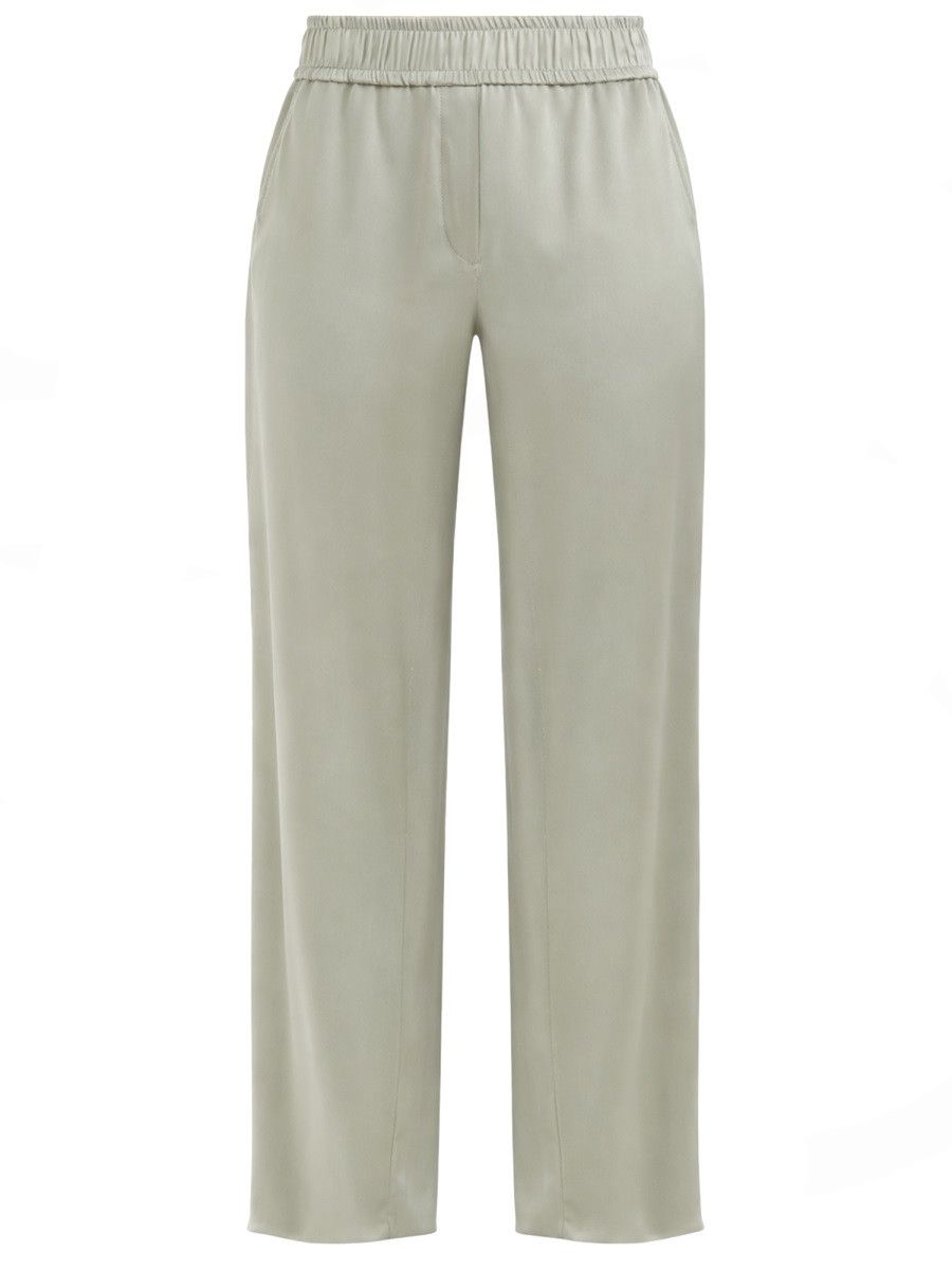 Brunello Cucinelli BRUNELLO CUCINELLI SILK SATIN TRACK PANTS - GREEN (IT 40) Size 40" / US 18 - 1 Thumbnail