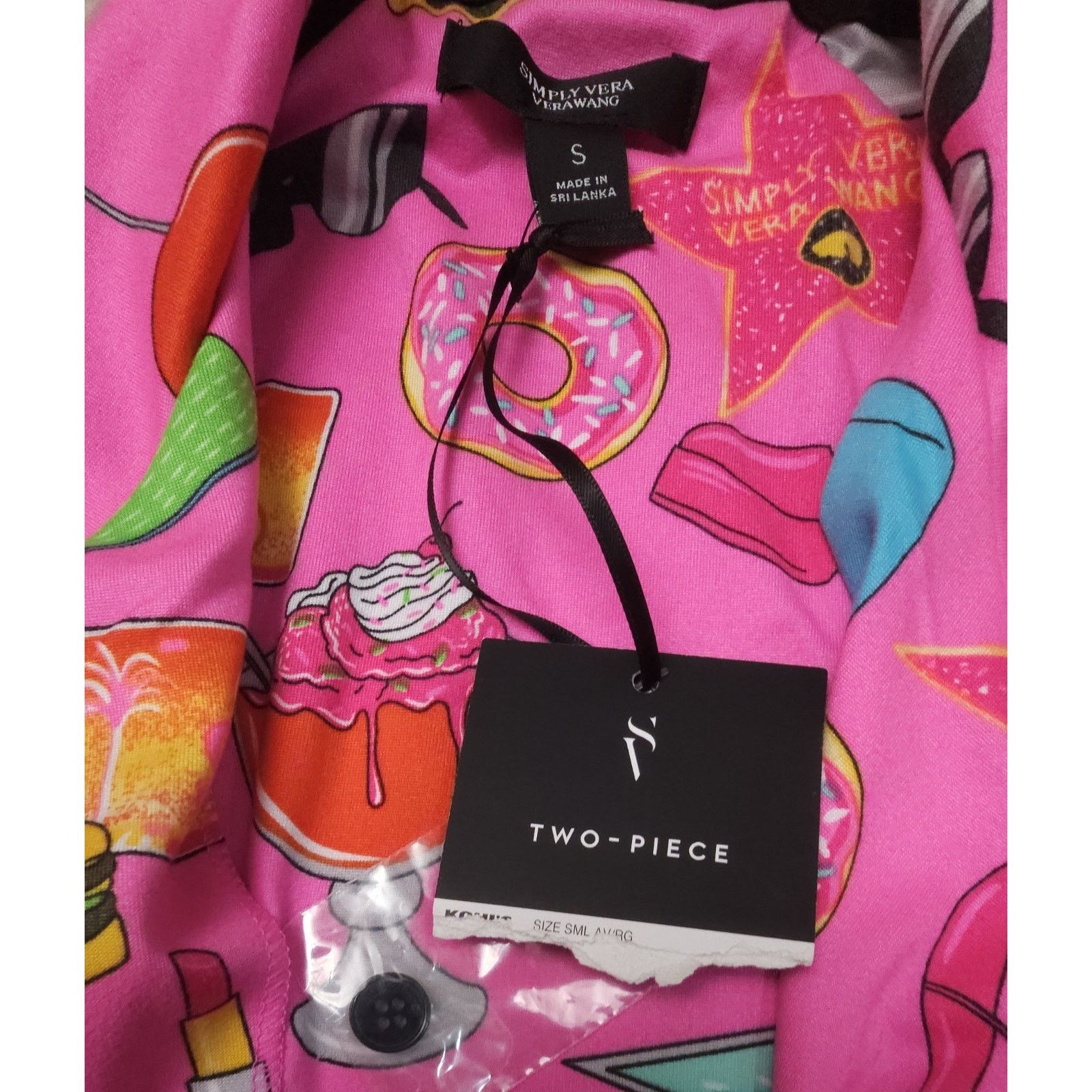 Vera Wang Simply Vera Wang Pajama Set Top & Short Floral Print Nights Size 27" / US 4 / IT 40 - 4 Thumbnail
