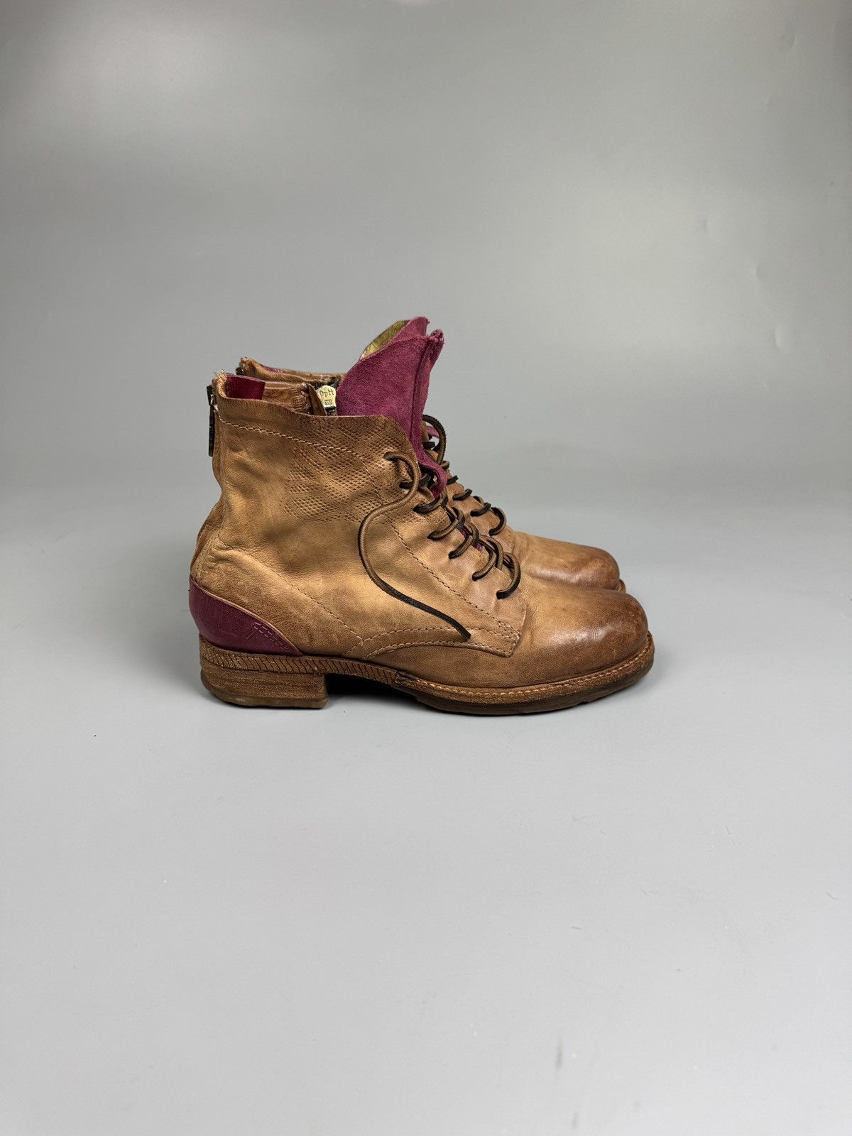 A.S.98 A.S.98 Italy Leather Lace-Up Brown Boho Boots (YG026) Size US 7 / IT 37 - 14 Thumbnail
