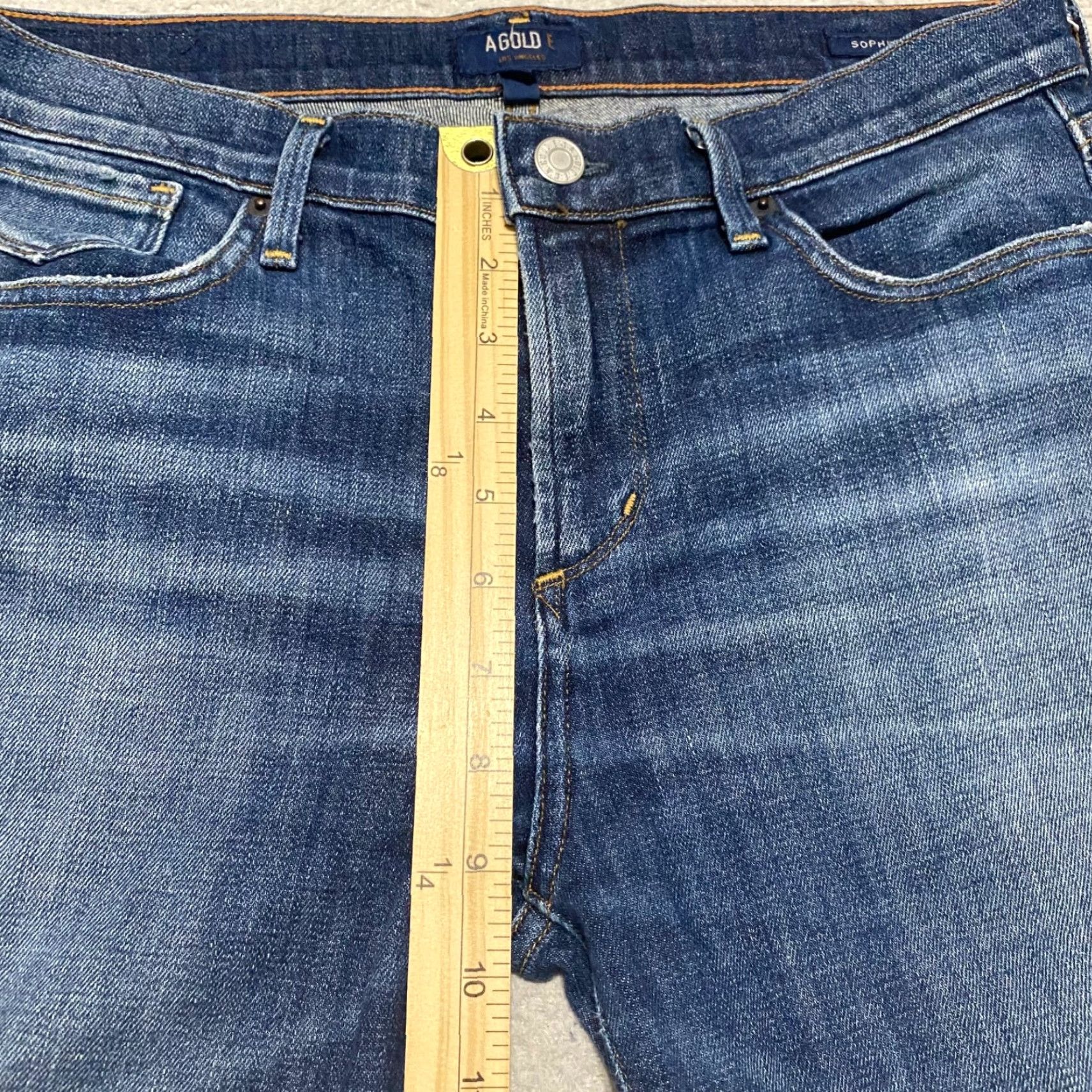Agolde AGOLDE Jeans 5-Pocket Dark Wash Mid Rise Cropped Distressed blue denim Womens 28 size Size 28" / US 6 / IT 42 - 7 Thumbnail