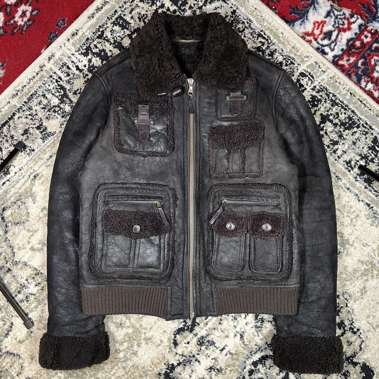 Dolce & Gabbana AW2009/10 Dolce & Gabbana Utility Bomber Shearling Jacket Size US L / EU 52-54 / 3 - 2 Thumbnail