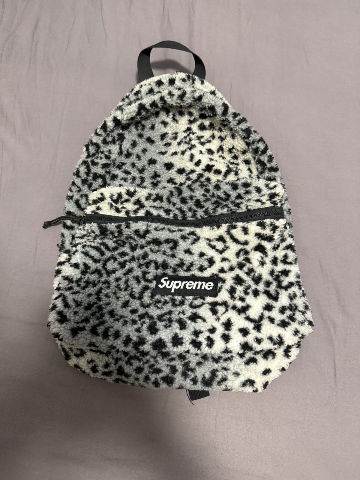 Supreme Supreme White fleece leopard backpack bag | Grailed