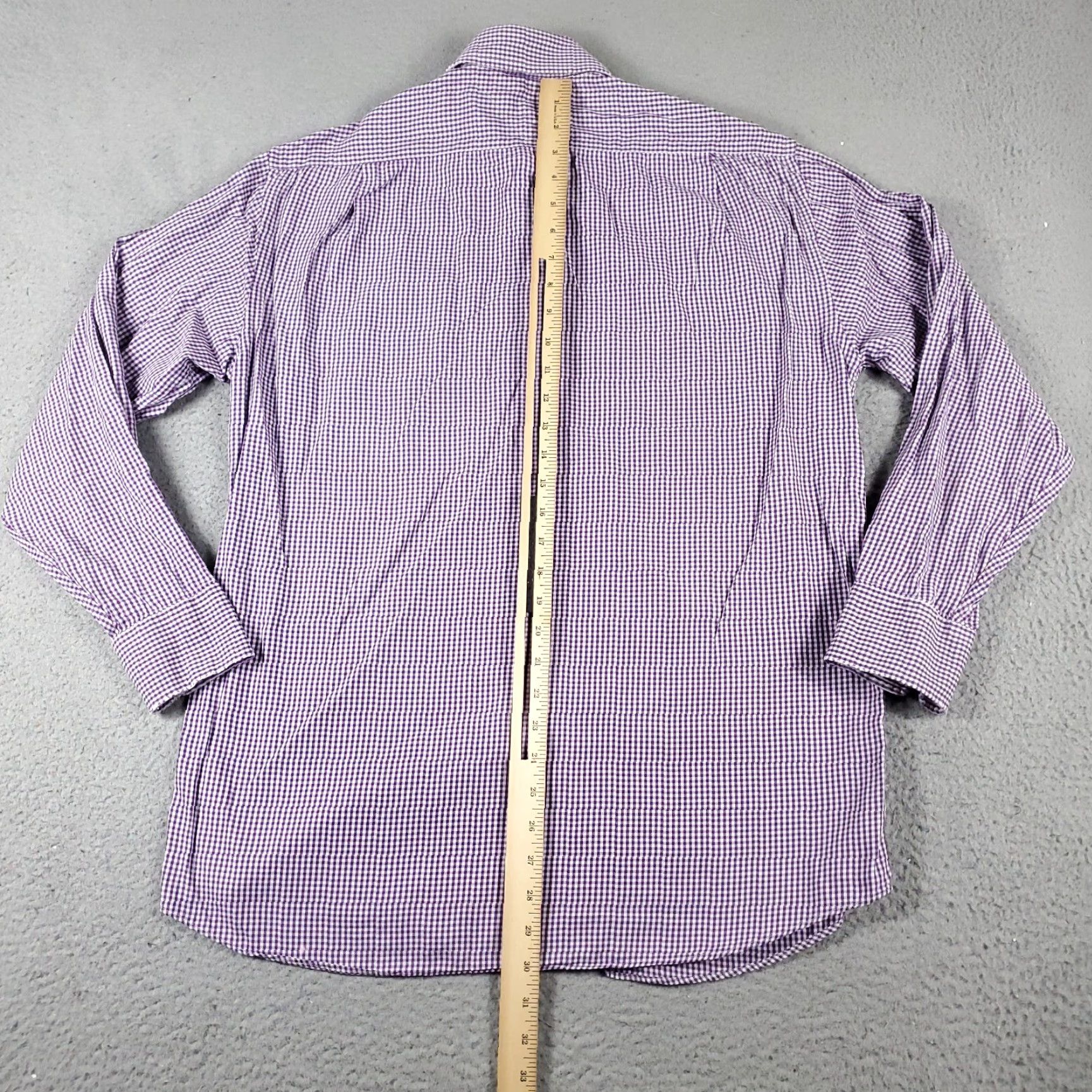 Tommy Hilfiger Tommy Hilfiger Dress Shirt Mens 15.5 Purple Check Long Sleeve Button Up Classic Size 40R - 4 Thumbnail
