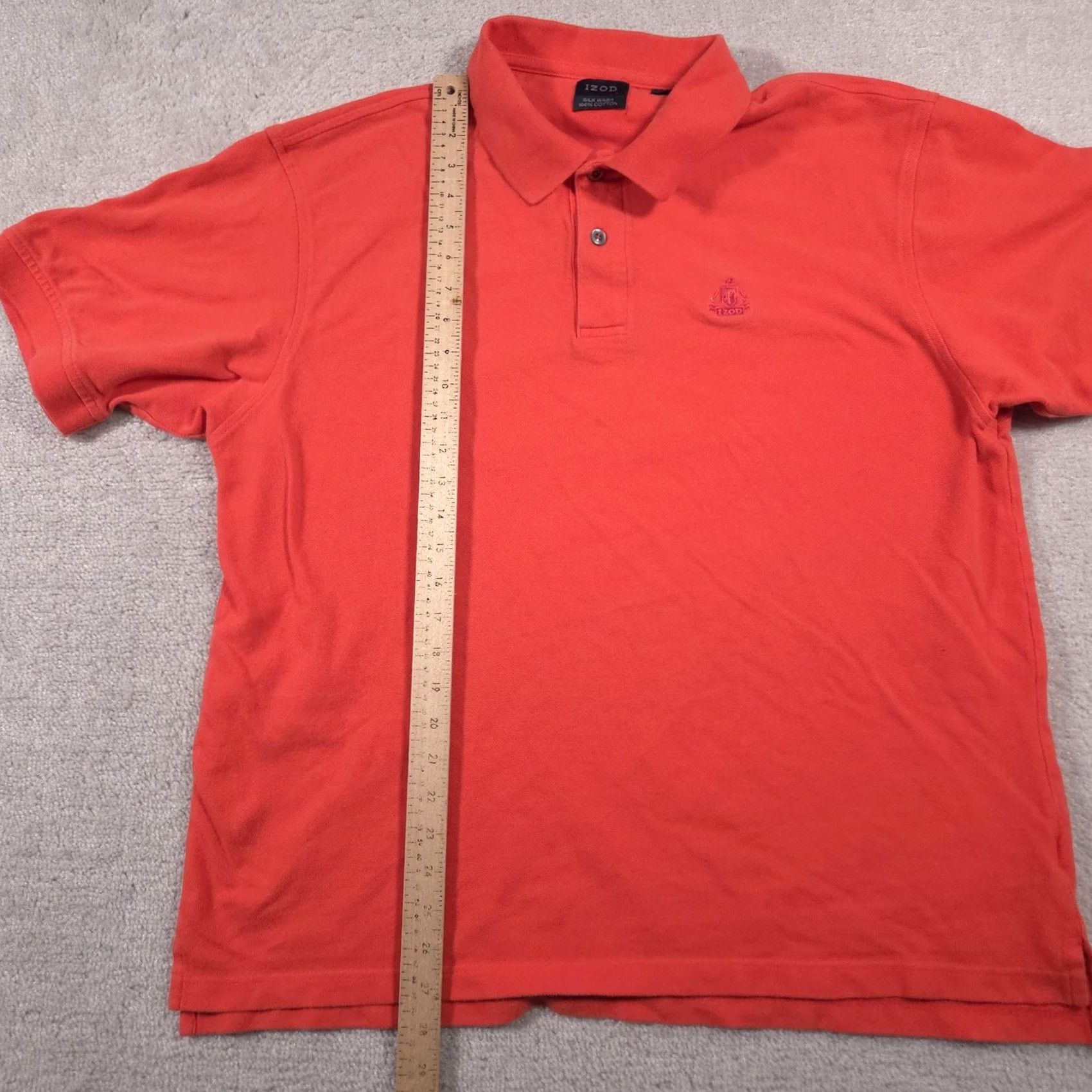 Izod IZOD Polo Shirt Mens XL Orange Silk Wash Pique Embroidered Crest Golf Short Sleeve Size US XL / EU 56 / 4 - 7 Thumbnail