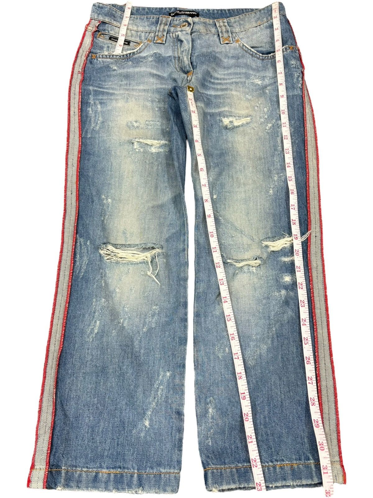Dolce & Gabbana Vintage Italy Dolce Gabbana Faded Wash Distress Capri Jeans Size 29" - 11 Thumbnail