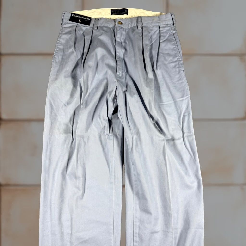 Polo Ralph Lauren Polo Ralph Lauren The Andrew Pant Pant Mens 35x32 Blue Chino Classic Pleated 35 Regular NWT Flaw Size US S / EU 44-46 / 1 - 1 Thumbnail