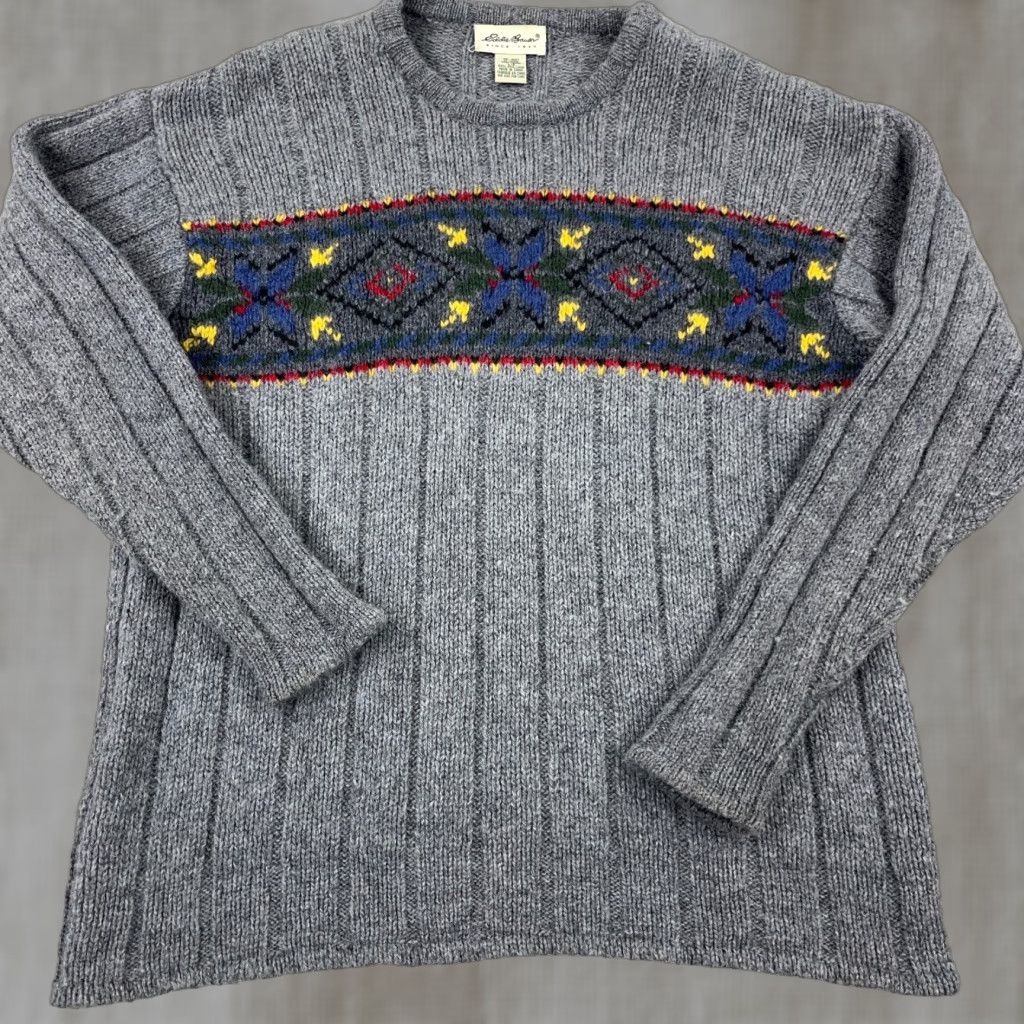 Eddie Bauer VINTAGE Eddie Bauer Sweater Men L Gray Wool Heavy Knit Mock Neck Pullover 90s Logo Classic Winter Mens Size US L / EU 52-54 / 3 - 1 Thumbnail