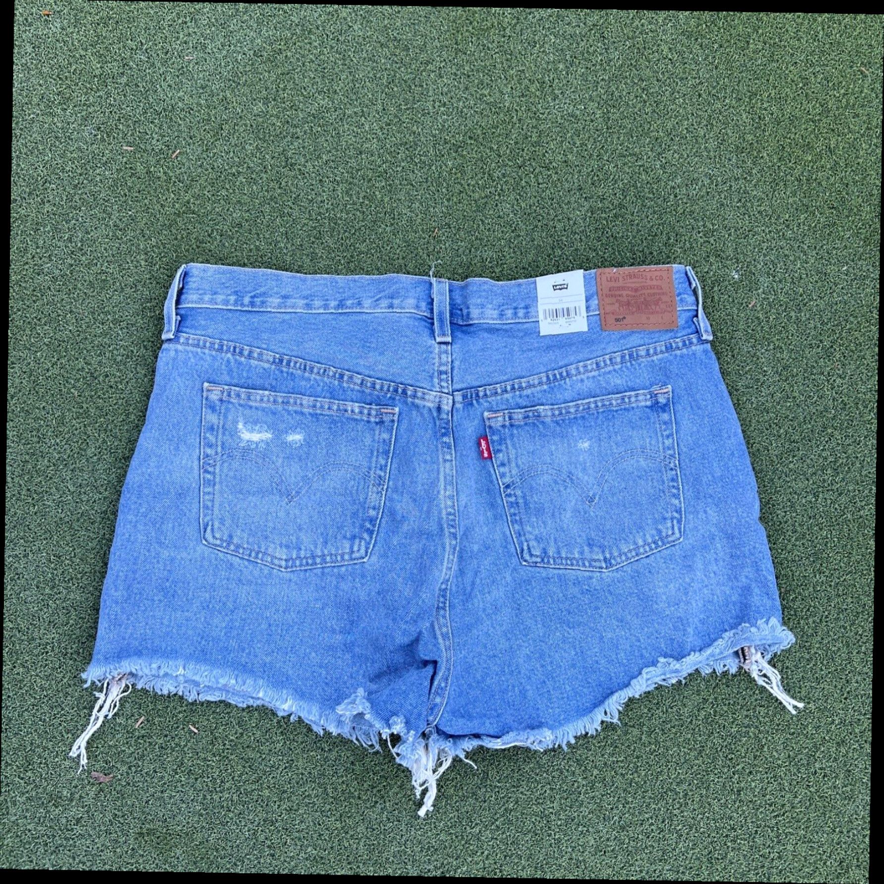 Levi's Levis 501 Shorts Womens 34 Cut Off Denim High Rise Button Fly Distressed New Size 24" / US 00 / IT 34 - 1 Thumbnail