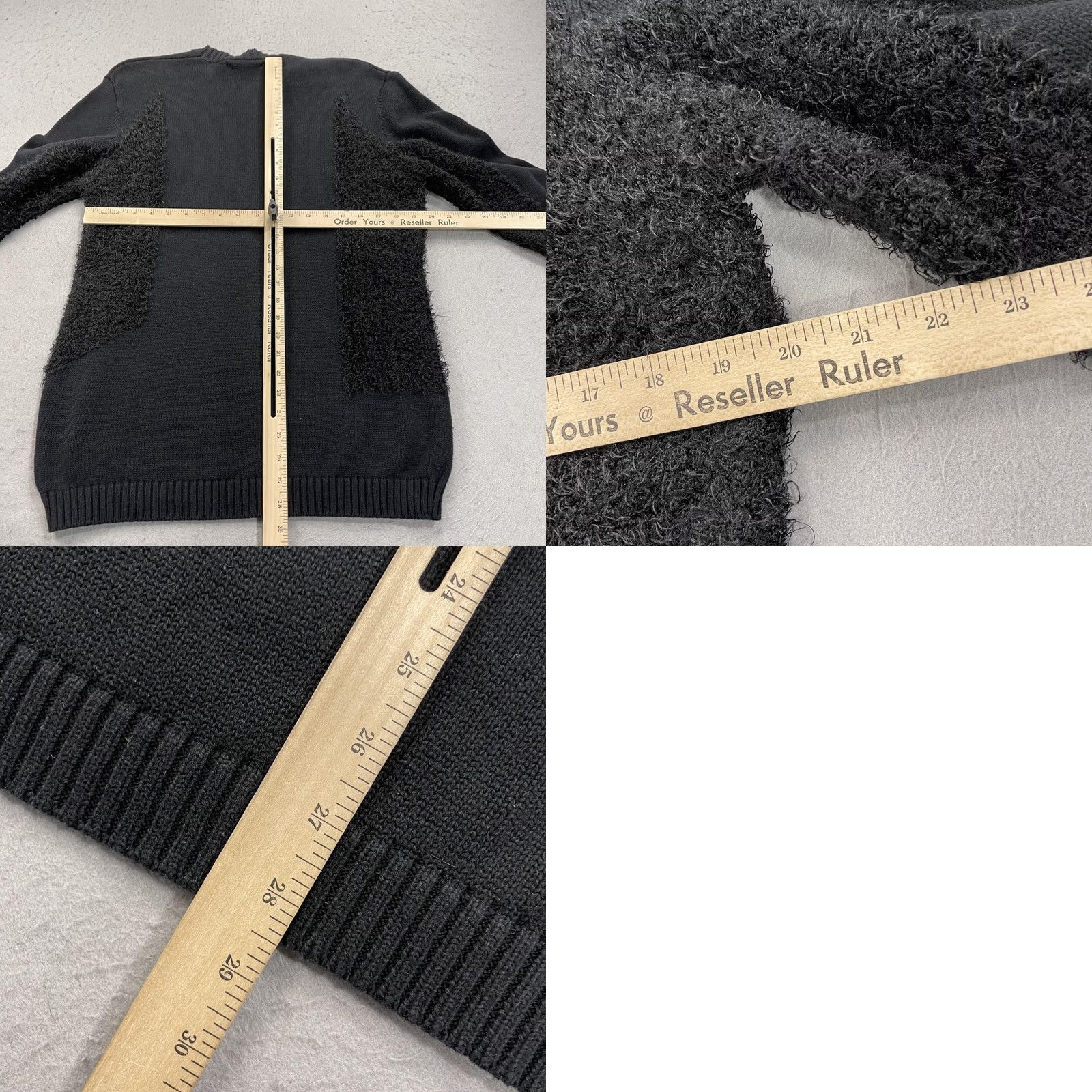 Vintage Ch Sweater Mens Large Black Textured Panel Crewneck Pullover Knit Boucle Size US L / EU 52-54 / 3 - 8 Thumbnail