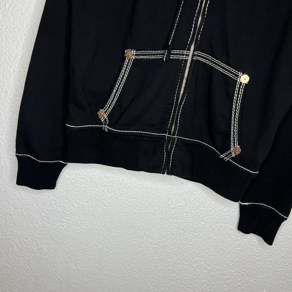 True Religion Y2K True Religion Triple Contrast Stitch Zip Up Hoodie Size US L / EU 52-54 / 3 - 7 Thumbnail