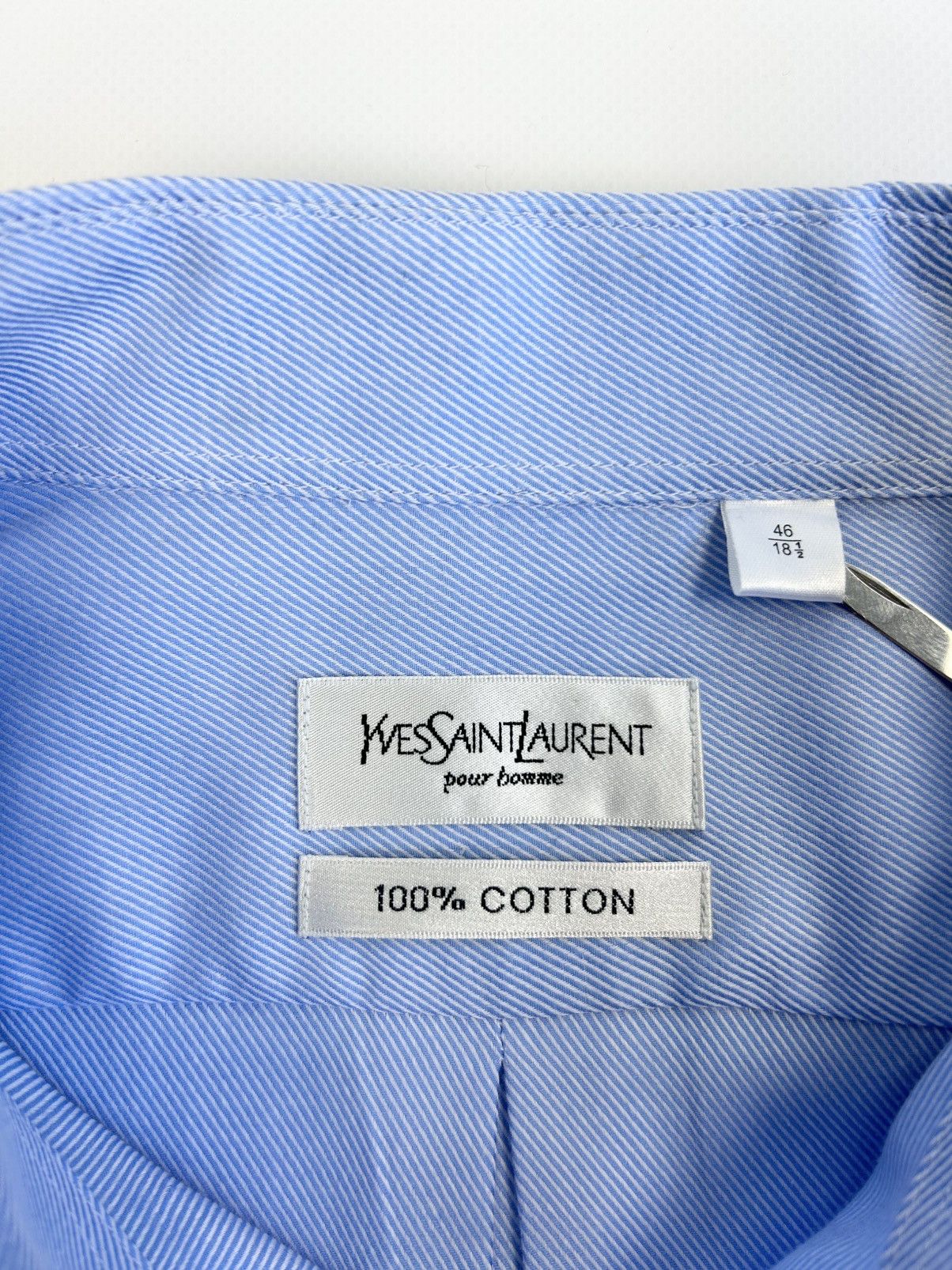 Yves Saint Laurent Yves Saint Laurent Blue Striped Button-Up Shirt Vintage XXL Size US XXL / EU 58 / 5 - 16 Thumbnail