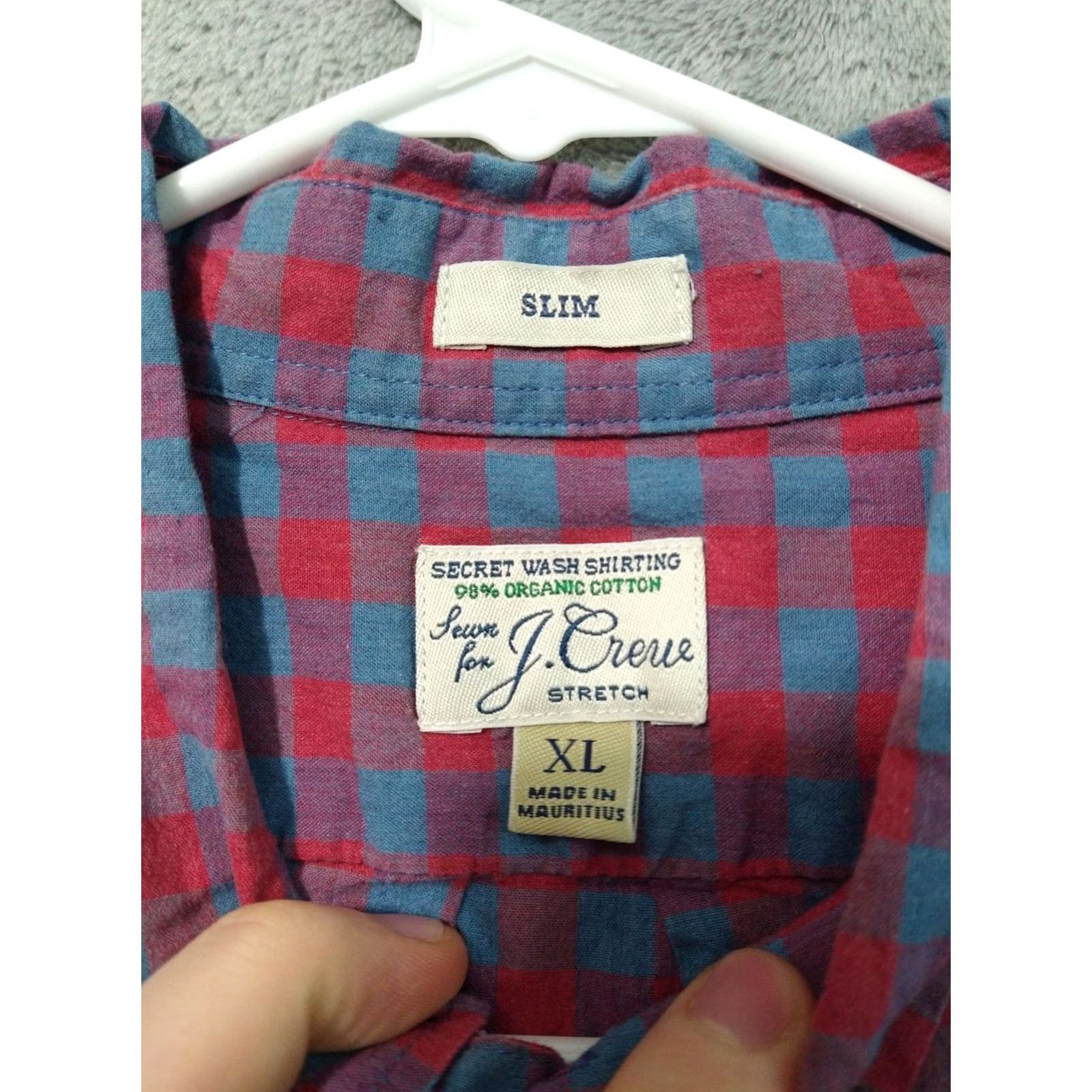 J.Crew J.CREW Shirt Mens XL Blue Plaid Secret Wash Organic Cotton Slim Fit Long Sleeve Button-Up Shirt Size US XL / EU 56 / 4 - 7 Thumbnail