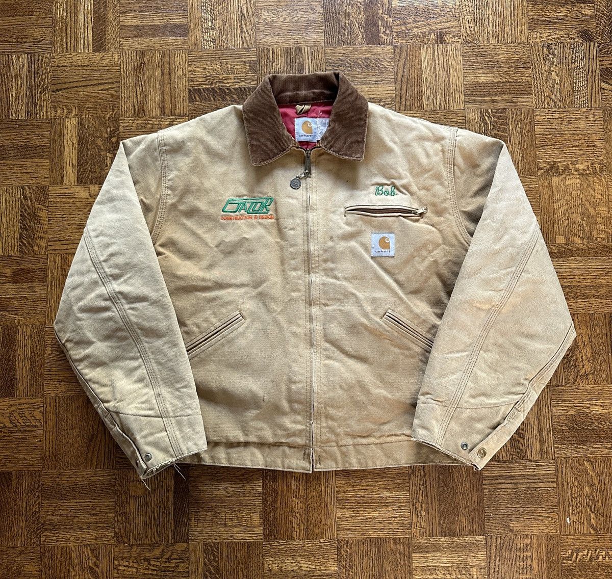 image of Vintage 90's Carhartt Detroit Jacket J18 Brown in Tan, Men's (Size Large)