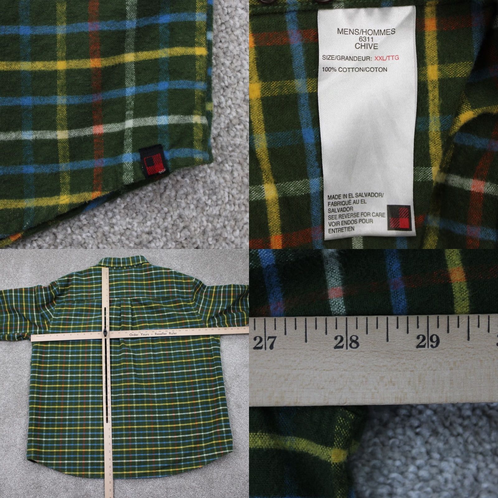 Vintage Woolrich Shirt Mens 2XL Flannel Button-Up Plaid Green Yellow Blue L/S Cotton Size US XXL / EU 58 / 5 - 8 Thumbnail