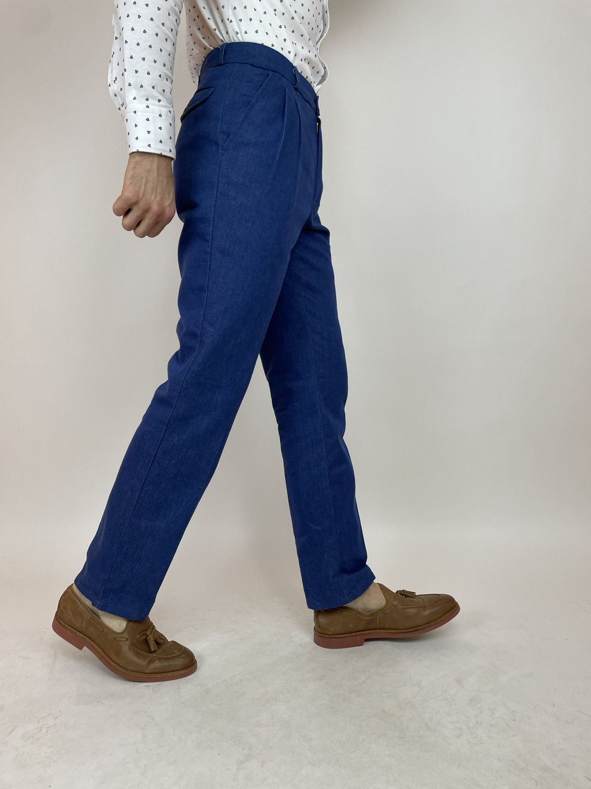 Japanese Brand MONCHAUX vintage Pleated Denim Trousers Slim fit Mens Size US 31 - 8 Thumbnail