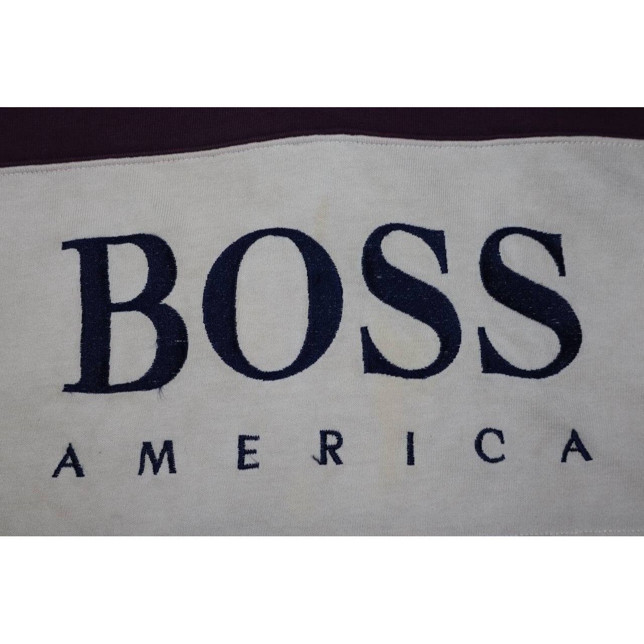 Hugo Boss Vintage 90s Hugo Boss America Rugby T-Shirt Burgundy/White Size US L / EU 52-54 / 3 - 5 Thumbnail