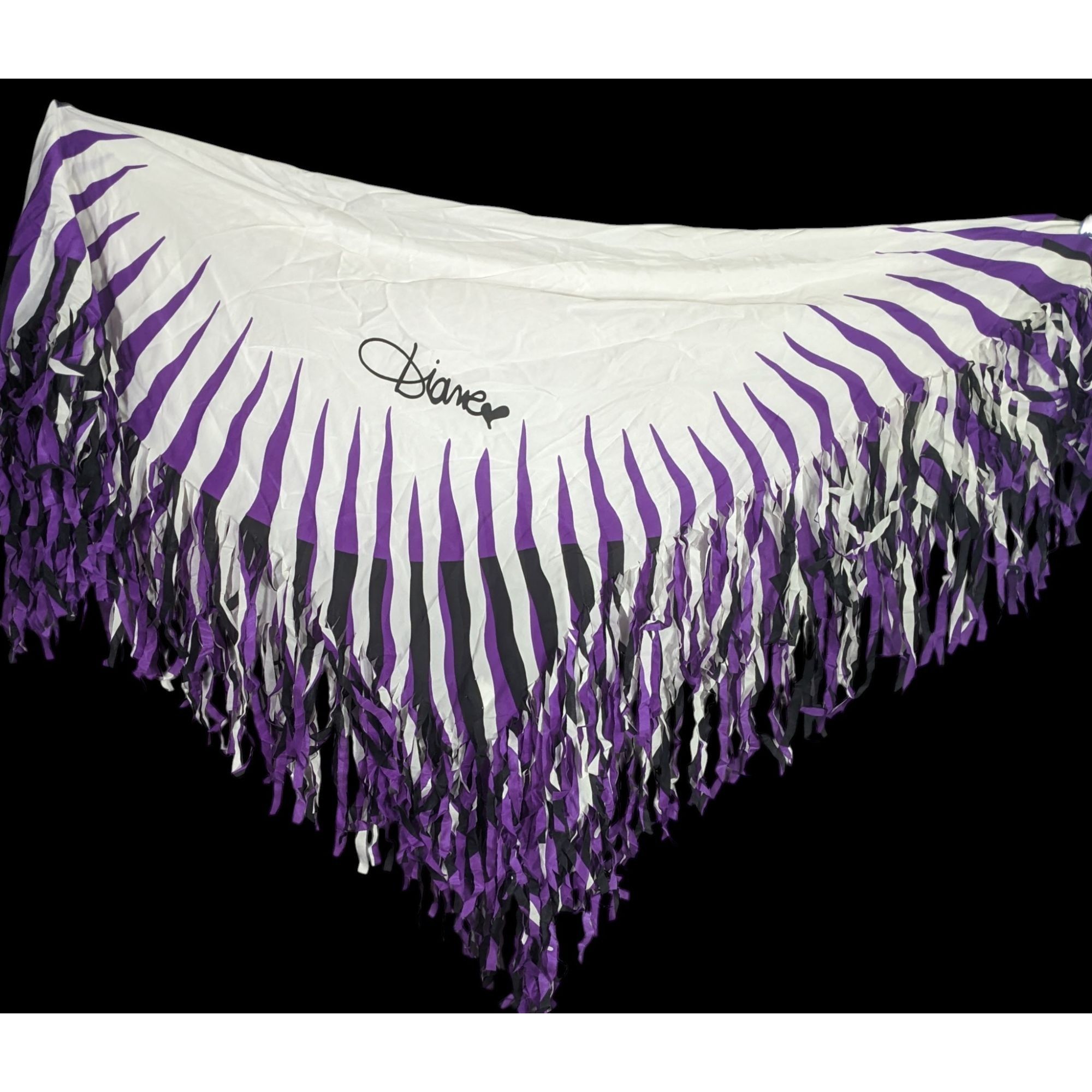 Diane von Furstenberg Vintage Diane Von Furstenberg Purple Stripe Silk Fringe Scar Size ONE SIZE - 2 Thumbnail