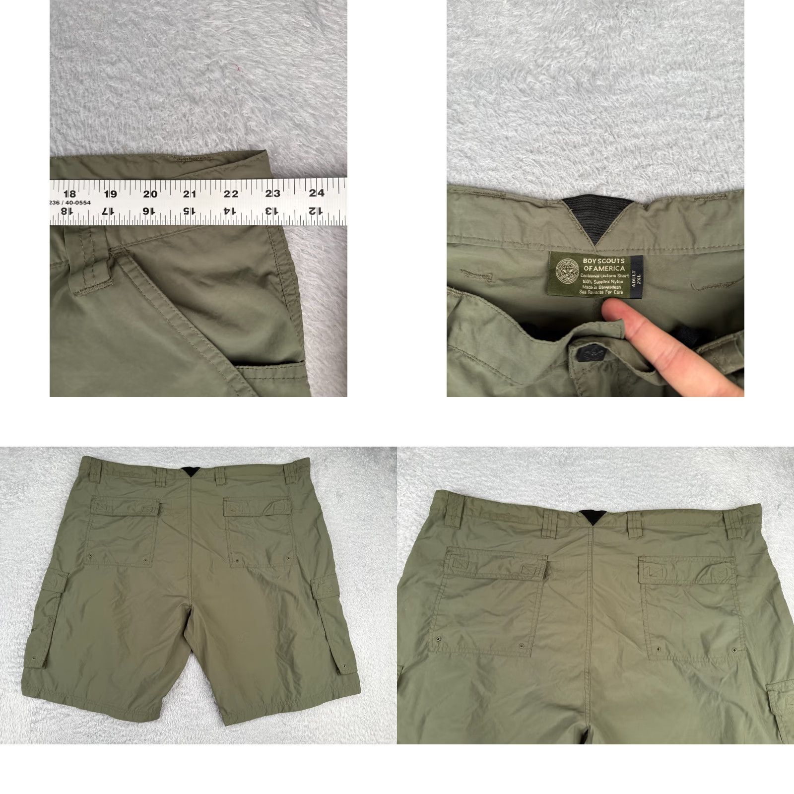 Vintage Boy Scouts Shorts Adult 2XL XXL Green Centennial Supplex Nylon Cargo Navy? Size US 39 - 9 Thumbnail