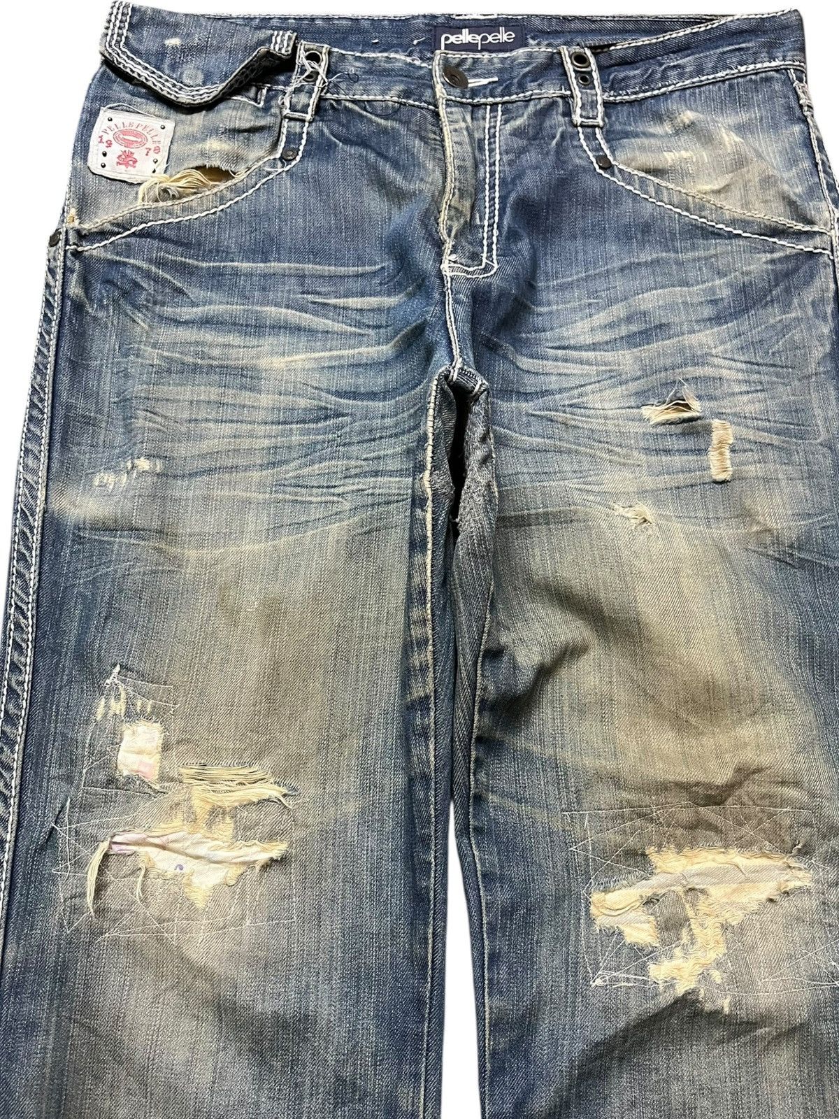 Pelle Pelle Vintage Pelle Pelle Ripped Distressed Denim Size US 35 - 2 Thumbnail