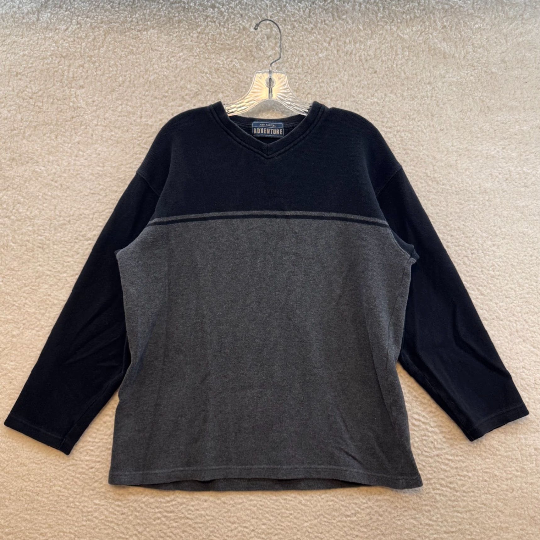 Vintage VINTAGE Y2K Skater Sweater Grey Striped 100% Cotton Large Mens Grunge Streetwear Size US L / EU 52-54 / 3 - 2 Thumbnail