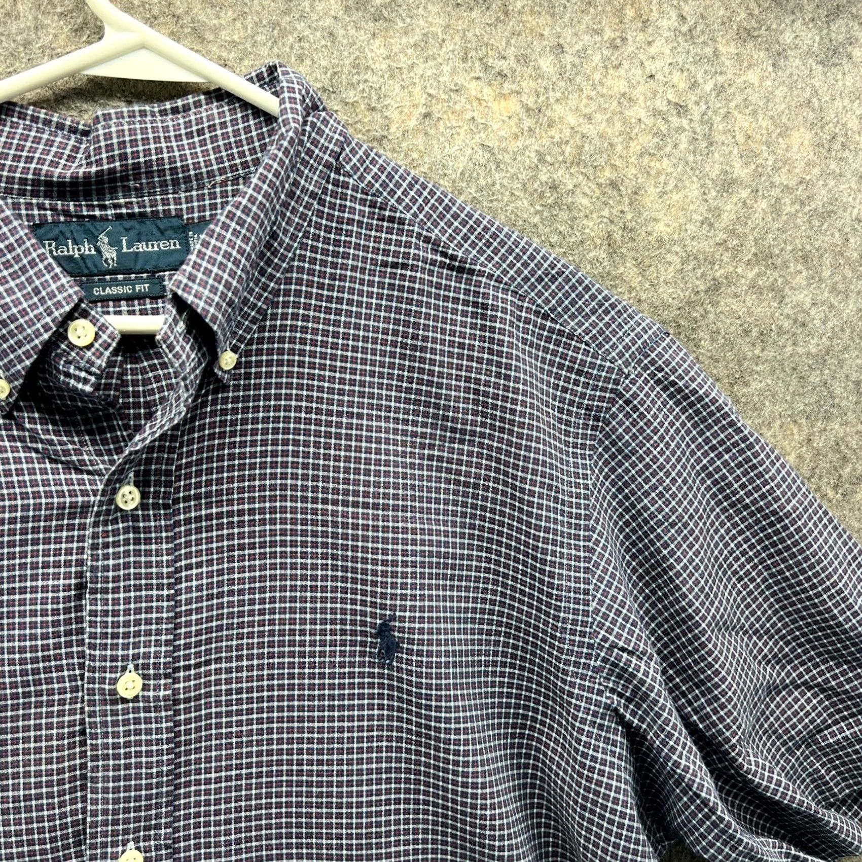 Ralph Lauren VINTAGE Ralph Lauren Shirt Men XL Blue Windowpane Button Down Classic Short Sleeve Vtg Size US XL / EU 56 / 4 - 4 Thumbnail