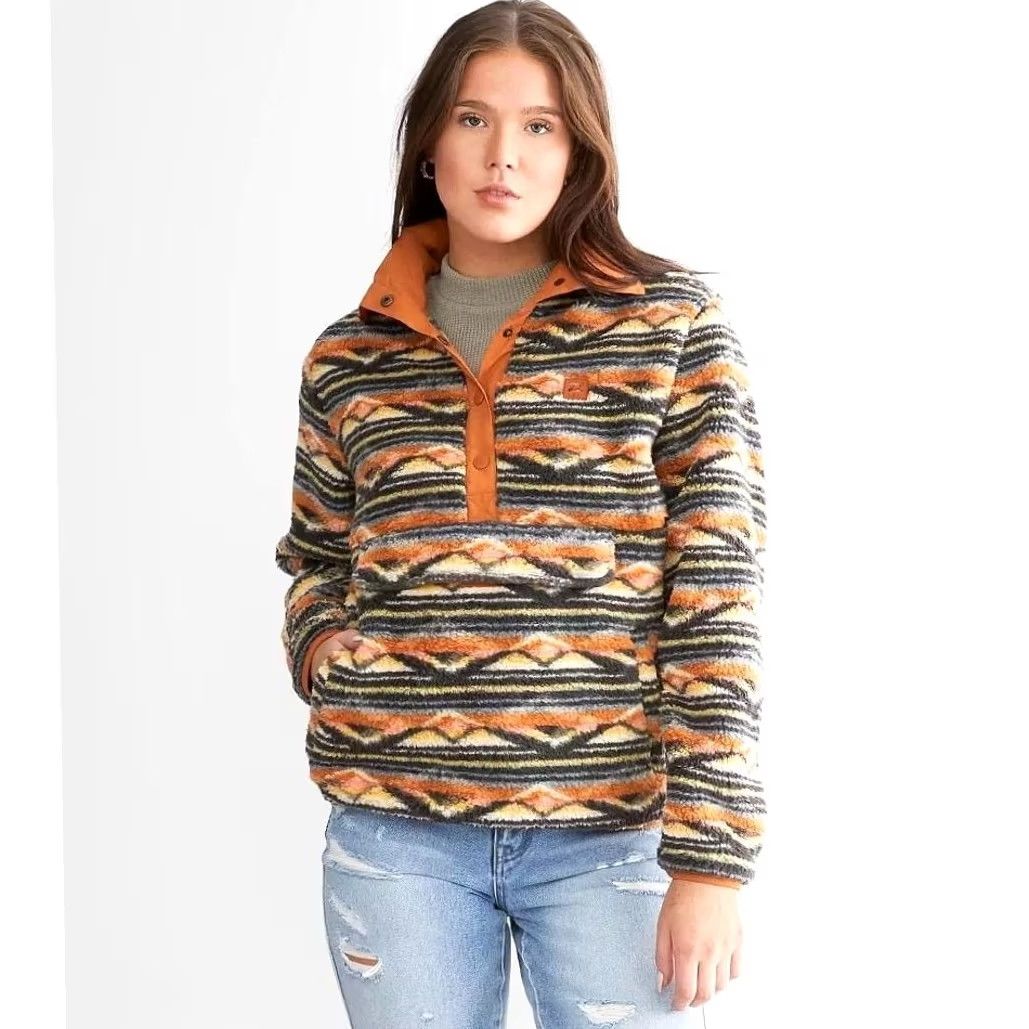 Billabong Billabong A/Div Switchback Sherpa Pullover Aztec 1/4 Snap Mock Neck Sz S Multicolor Fleece Sweatshirt Women Pullover Size S / US 4 / IT 40 - 2 Thumbnail