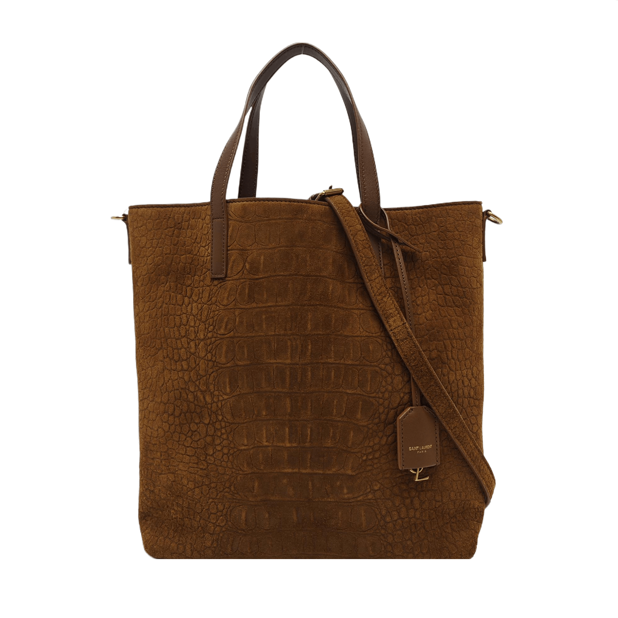 Saint Laurent Paris Saint Laurent Crocodile-Embossed Suede Tote Bag Size ONE SIZE - 1 Thumbnail