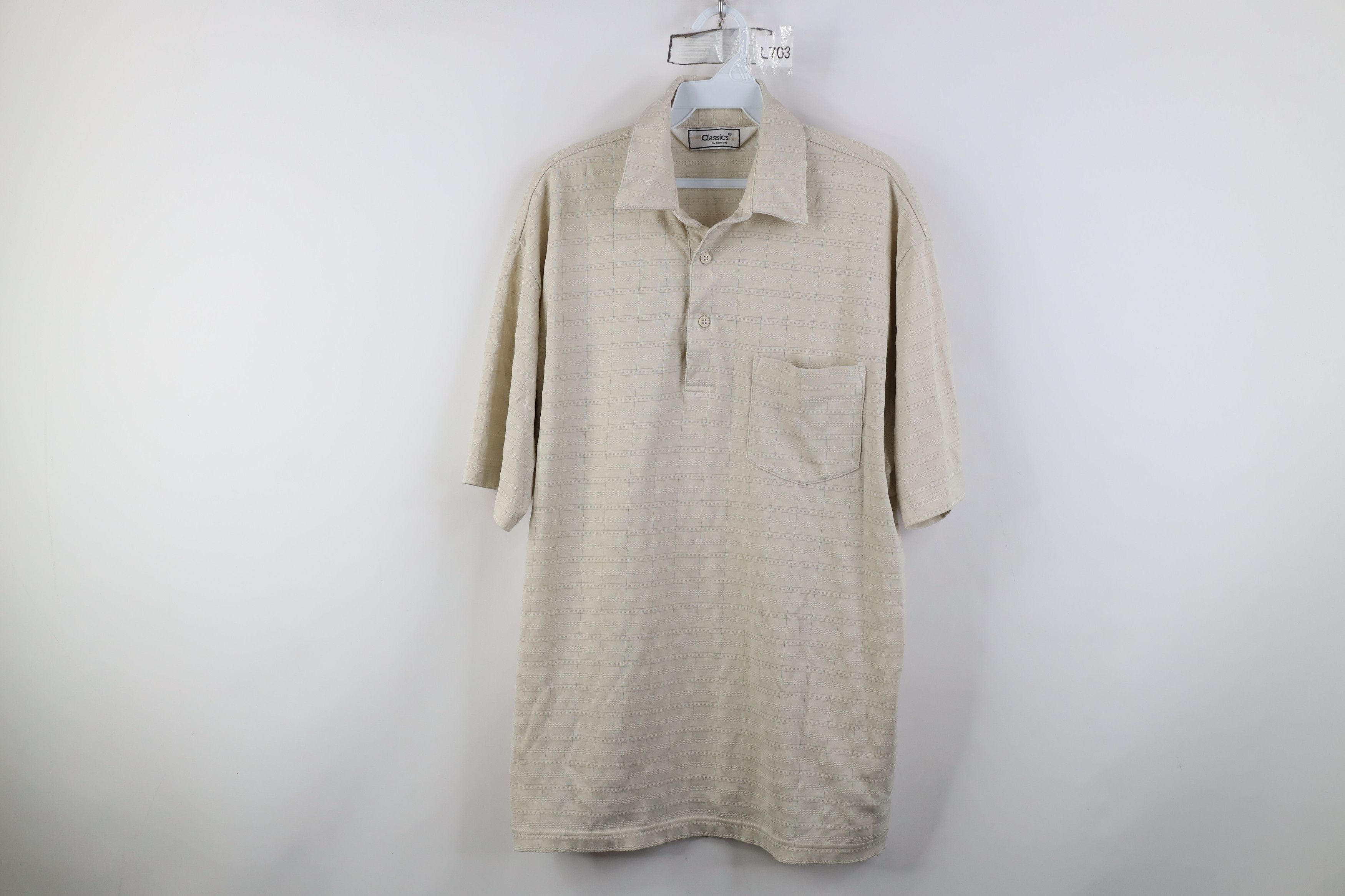 Vintage Vintage 90s Streetwear Striped Knit Golf Polo Shirt Beige Size US L / EU 52-54 / 3 - 1 Thumbnail