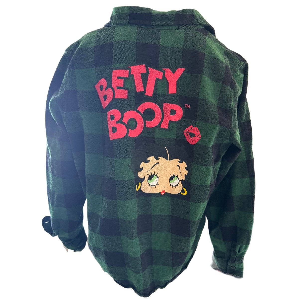 Other Betty Boop women’s L button up hunter green flannel checker Size L / US 10 / IT 46 - 4 Thumbnail