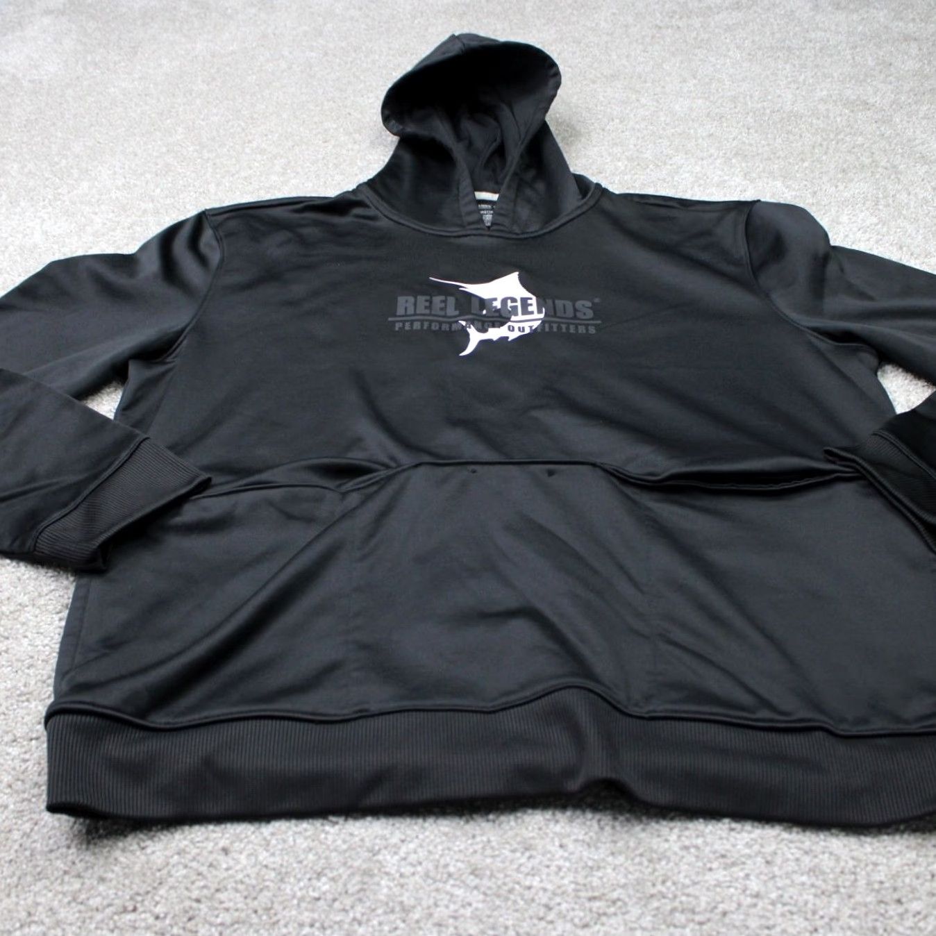 Vintage Reel Legends Hoodie Mens XL Black First Mate Pockets Hooded Sweatshirt Size US XL / EU 56 / 4 - 2 Thumbnail