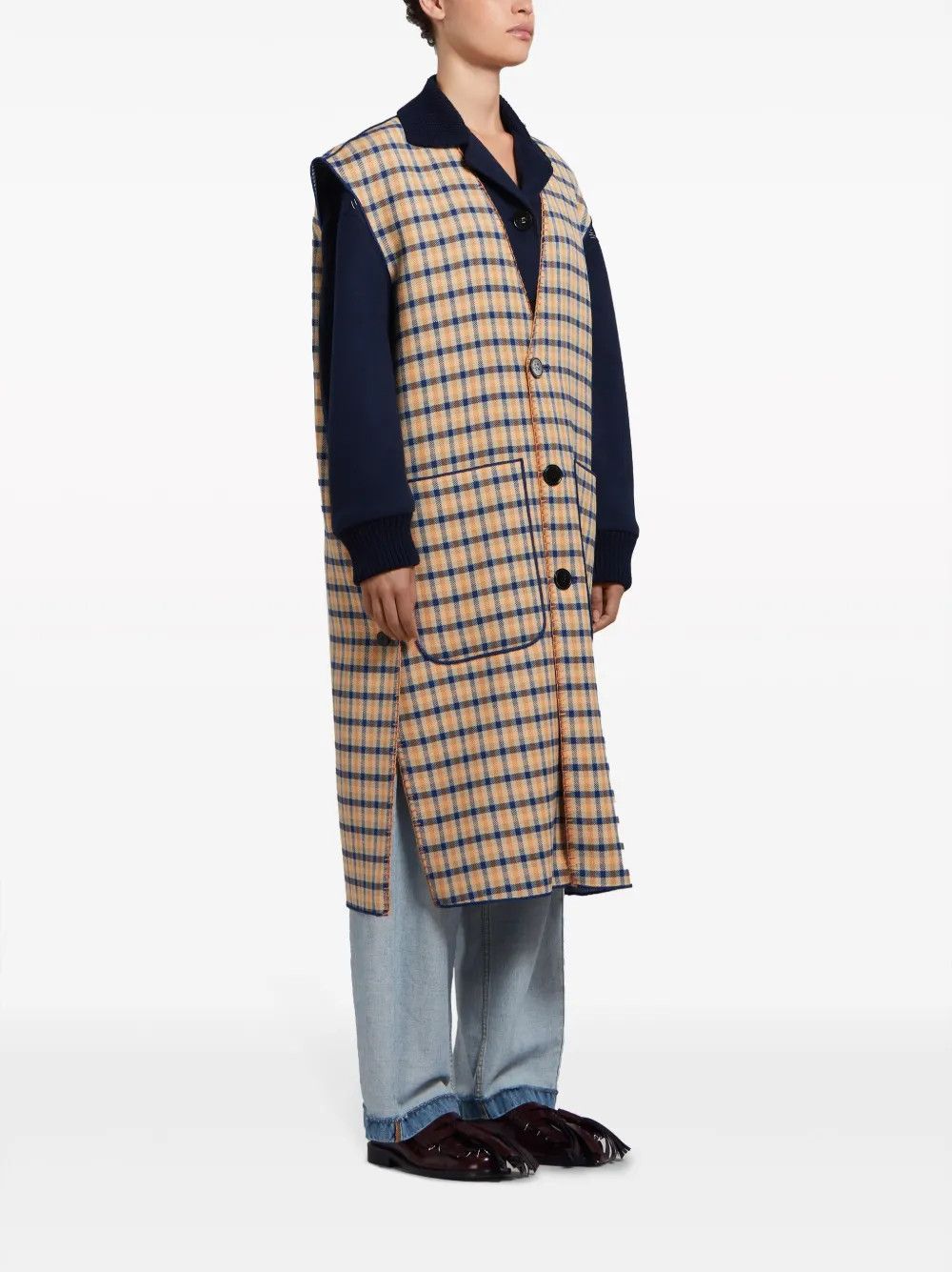 Marni o1w1db10125 Long Reversible Wool Gilet in Sky Blue Size M / US 6-8 / IT 42-44 - 6 Thumbnail
